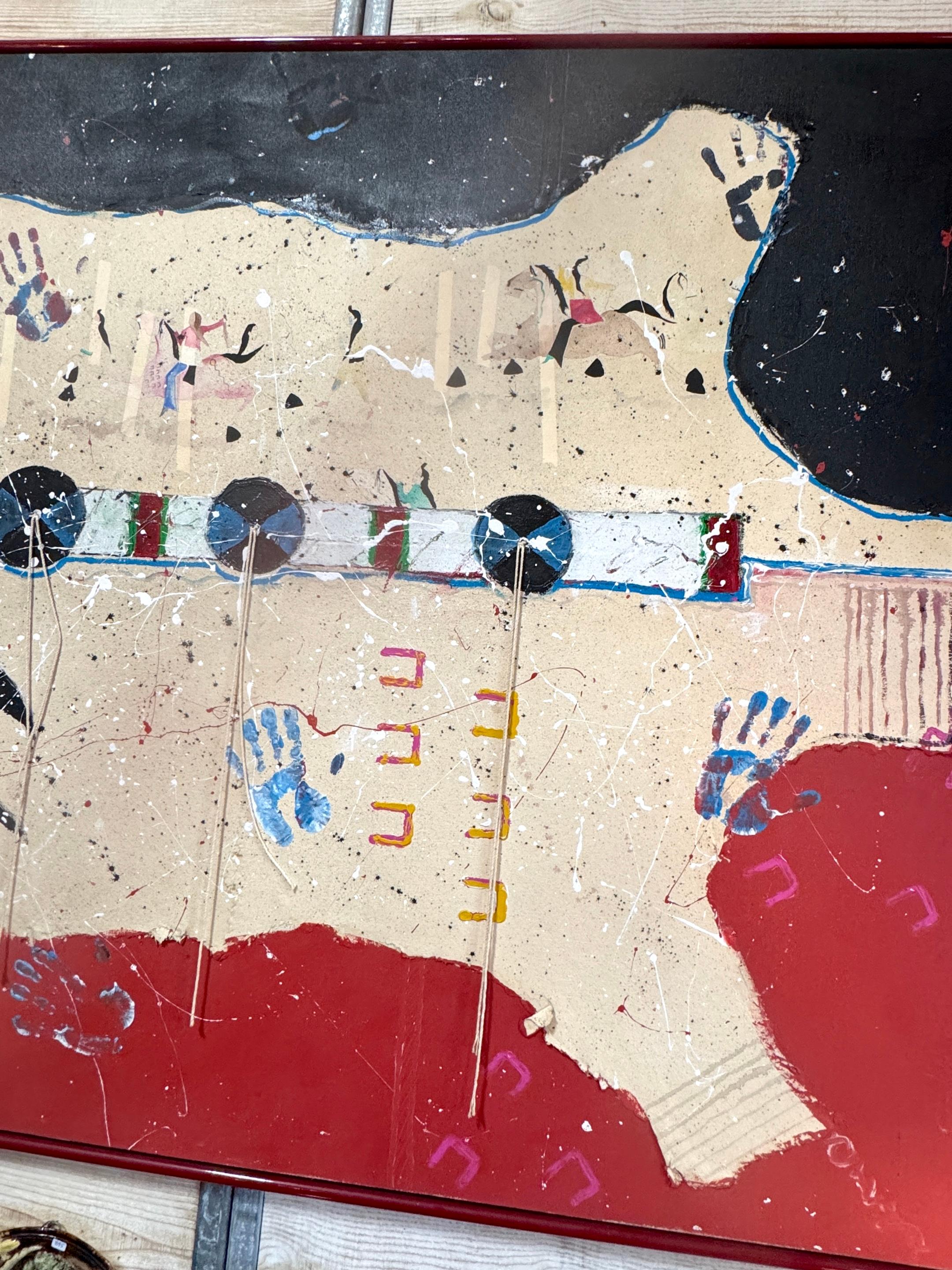 Randy Lee 'White Horse' b. 1951 Untitled, Ceremonial Map with Rawhide Lacing For Sale 4