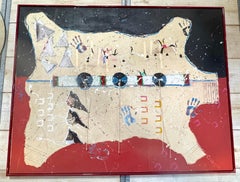 Randy Lee 'White Horse' b. 1951 Untitled, Ceremonial Map with Rawhide Lacing