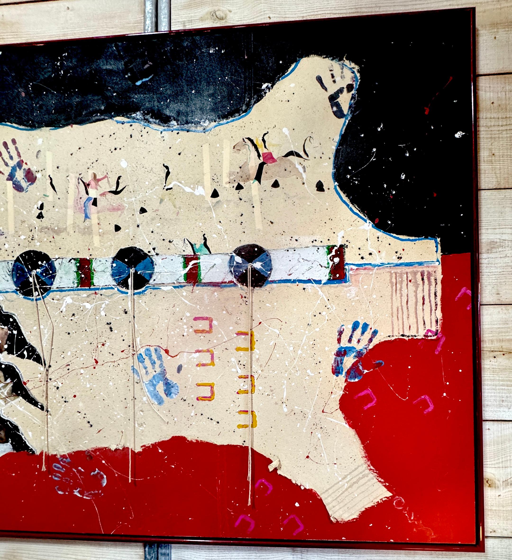 Randy Lee 'White Horse' b. 1951 Untitled, Ceremonial Map with Rawhide Lacing For Sale 3