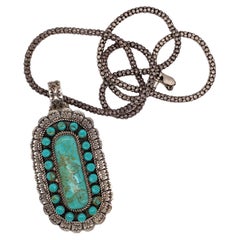 Randy Mahooty Zuni Native American Turquoise Pendant in Sterling Silver