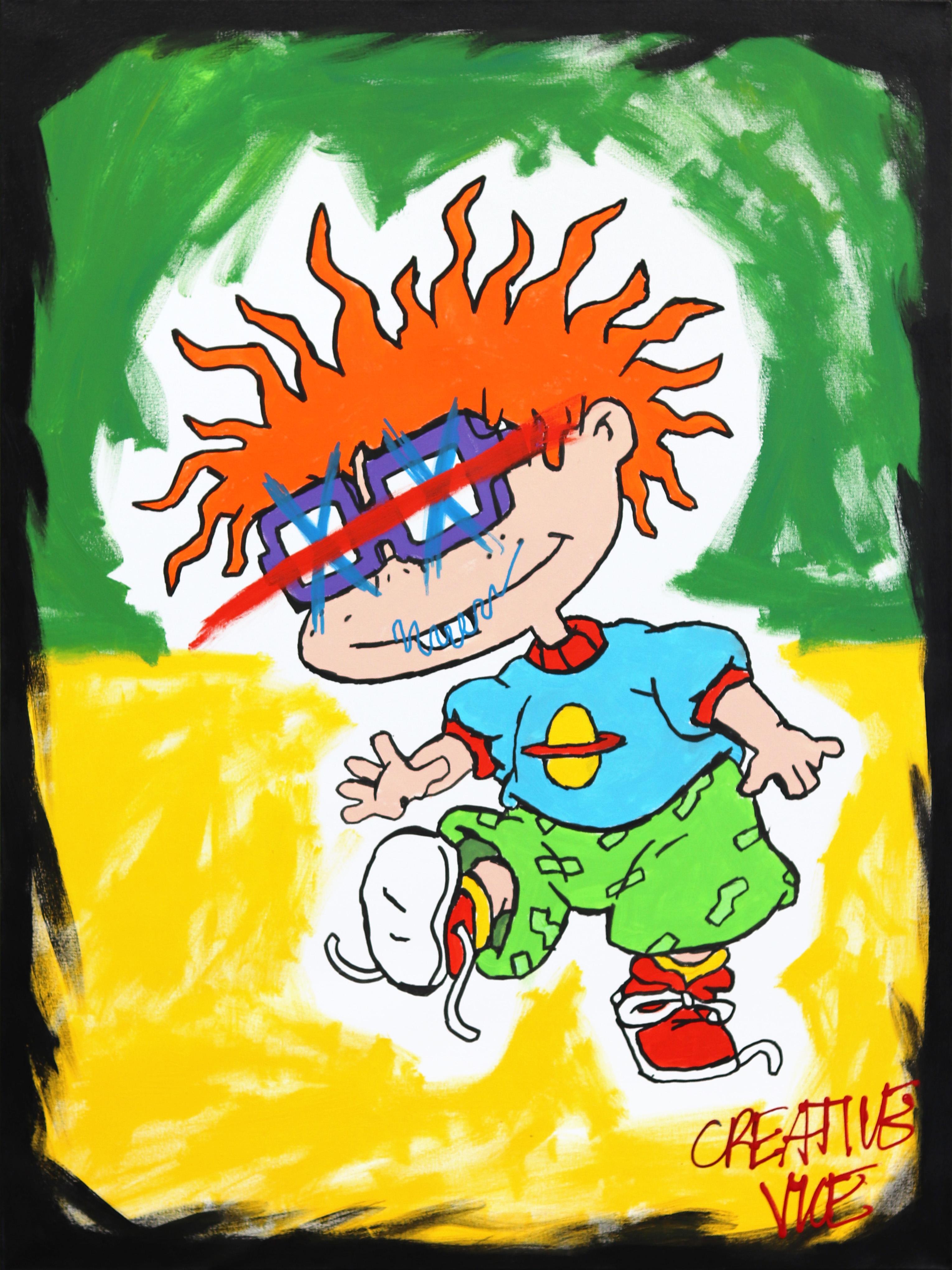 Randy Morales Figurative Painting - \CHUCK - Pop Art Cartoon Character Chuckie Rugrats Original Street Art Painting