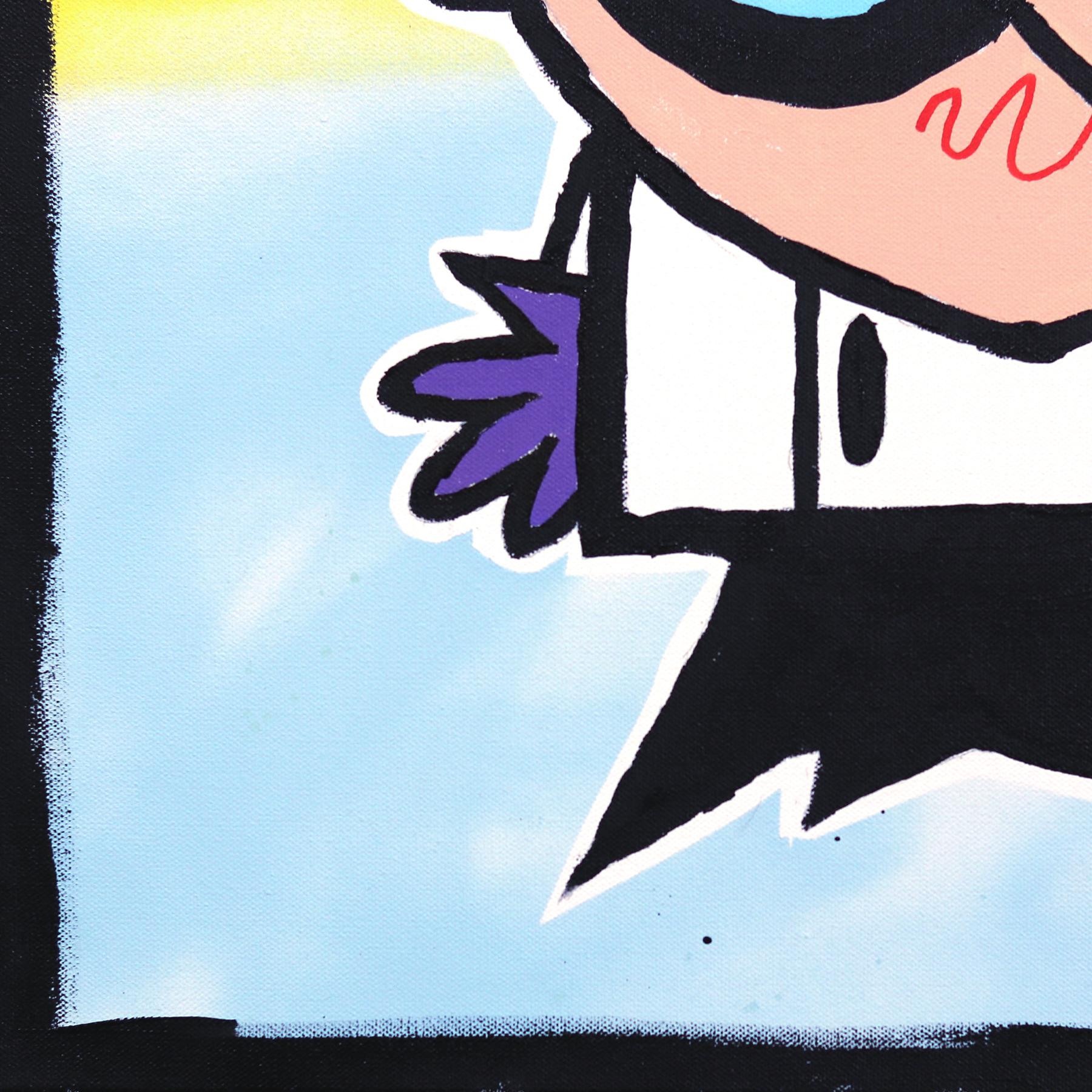 Dex - Pittura su tela di Randy Morales ispirata ai cartoni animati pop art in vendita 6