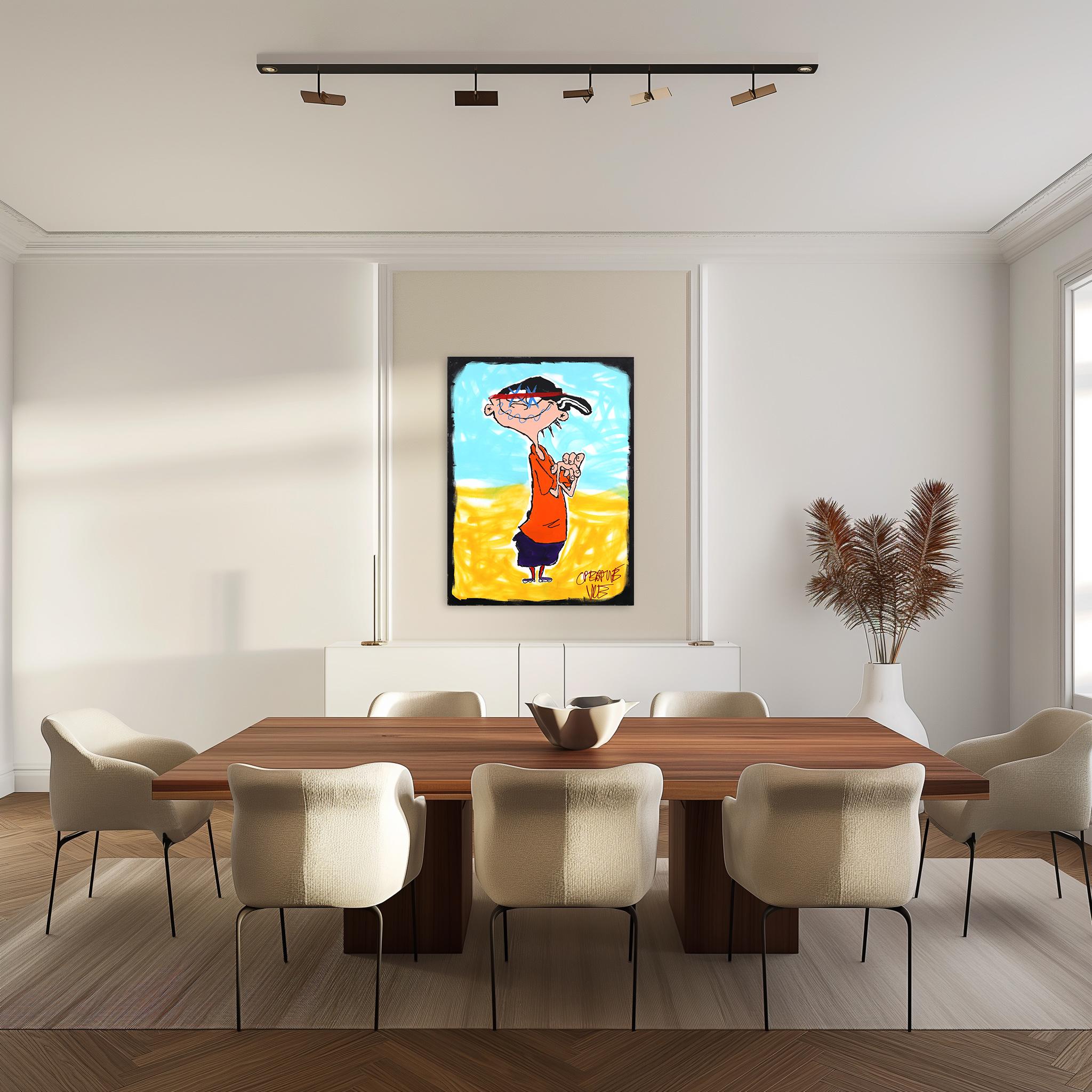 Edd-  Pintura sobre lienzo de Randy Morales inspirada en los dibujos animados Pop Art en venta 1