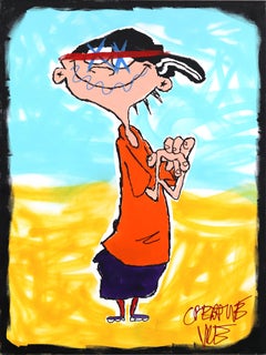 Edd-  Pintura sobre lienzo de Randy Morales inspirada en los dibujos animados Pop Art
