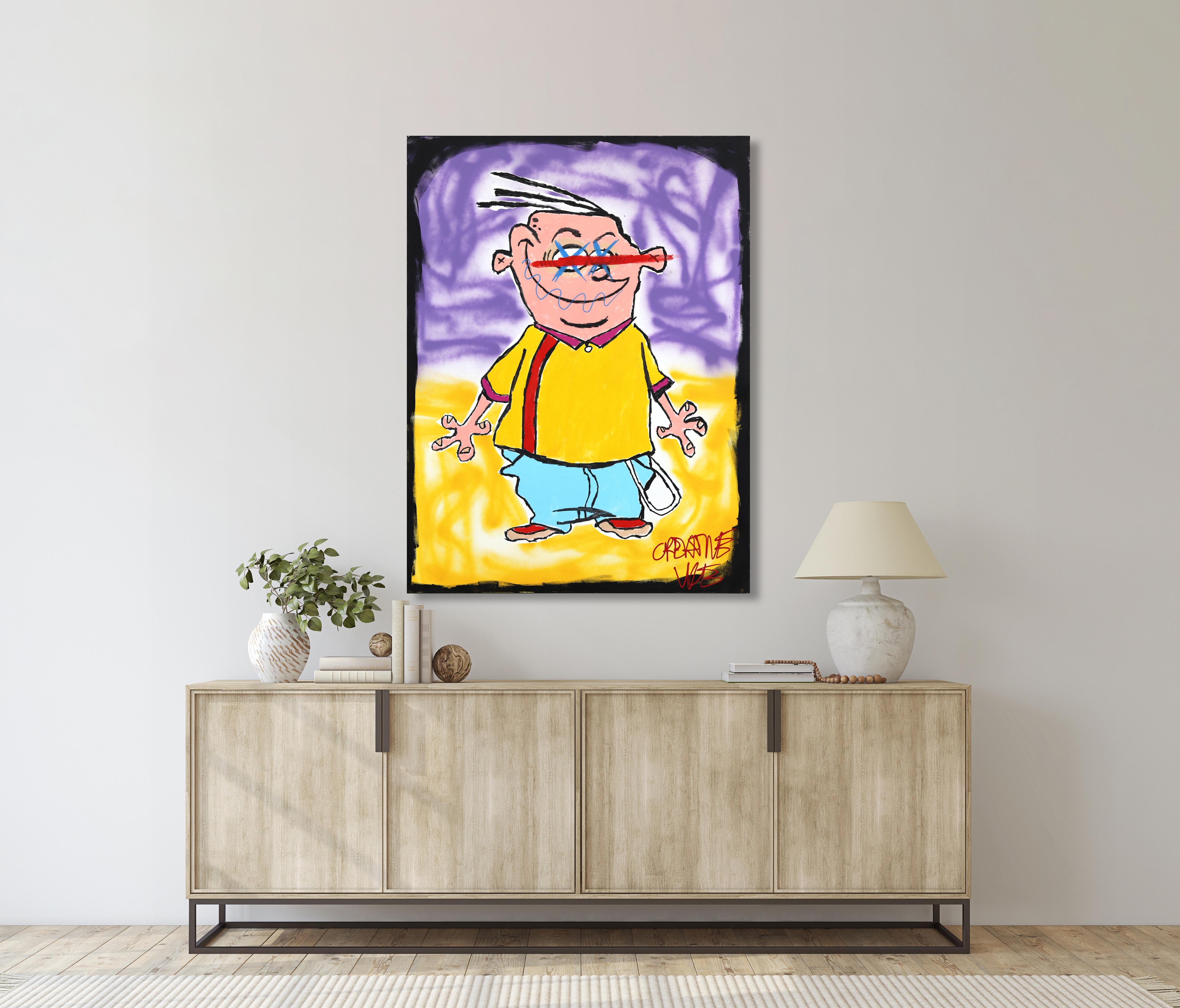 Eddy - Pintura sobre lienzo inspirada en un personaje Pop Art por Randy Morales en venta 1