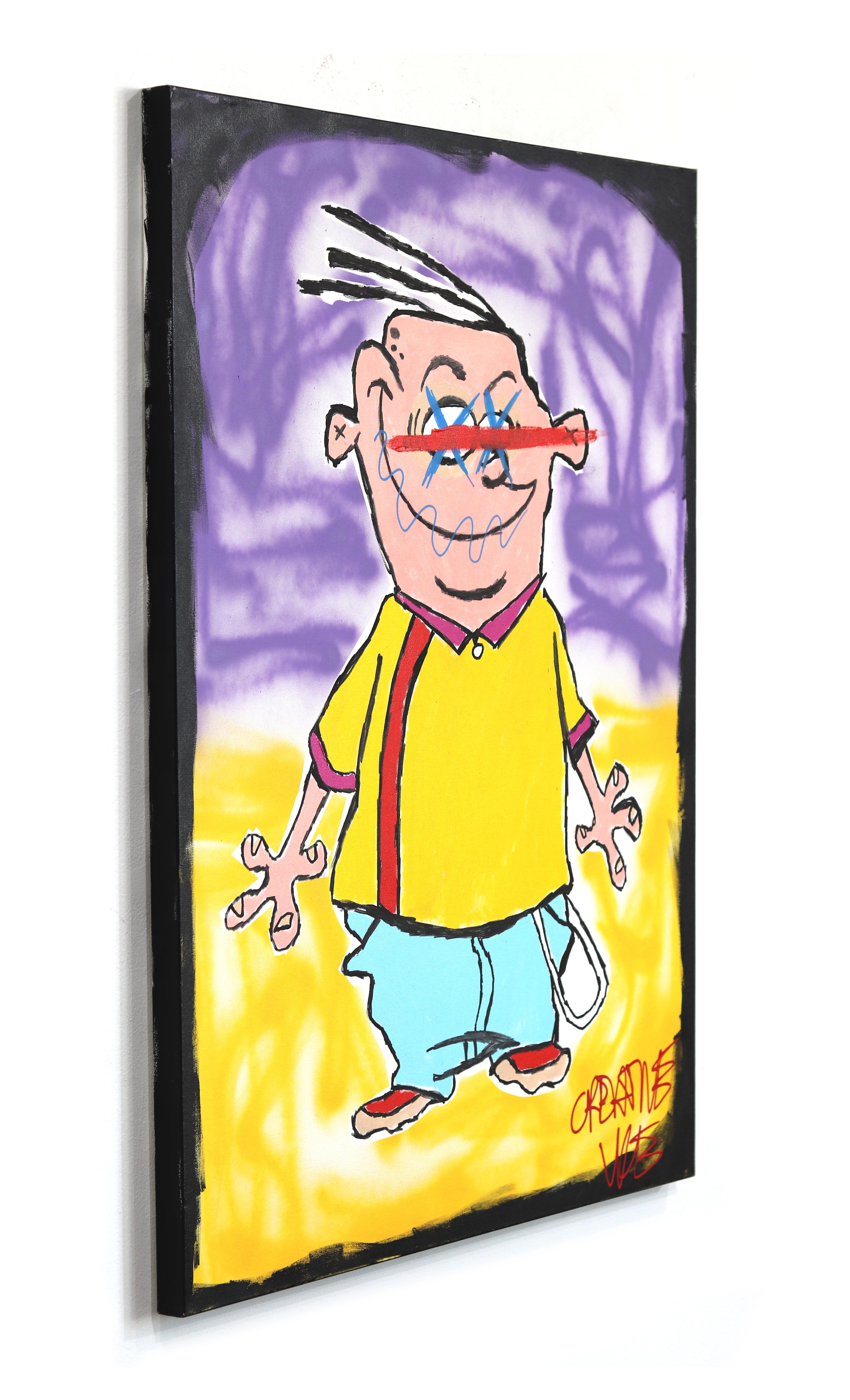 Eddy - Pintura sobre lienzo inspirada en un personaje Pop Art por Randy Morales en venta 3
