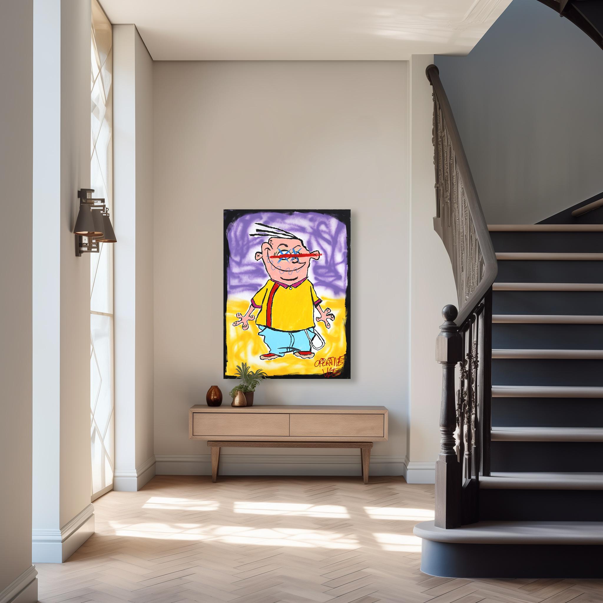 Eddy - Pintura sobre lienzo inspirada en un personaje Pop Art por Randy Morales en venta 5