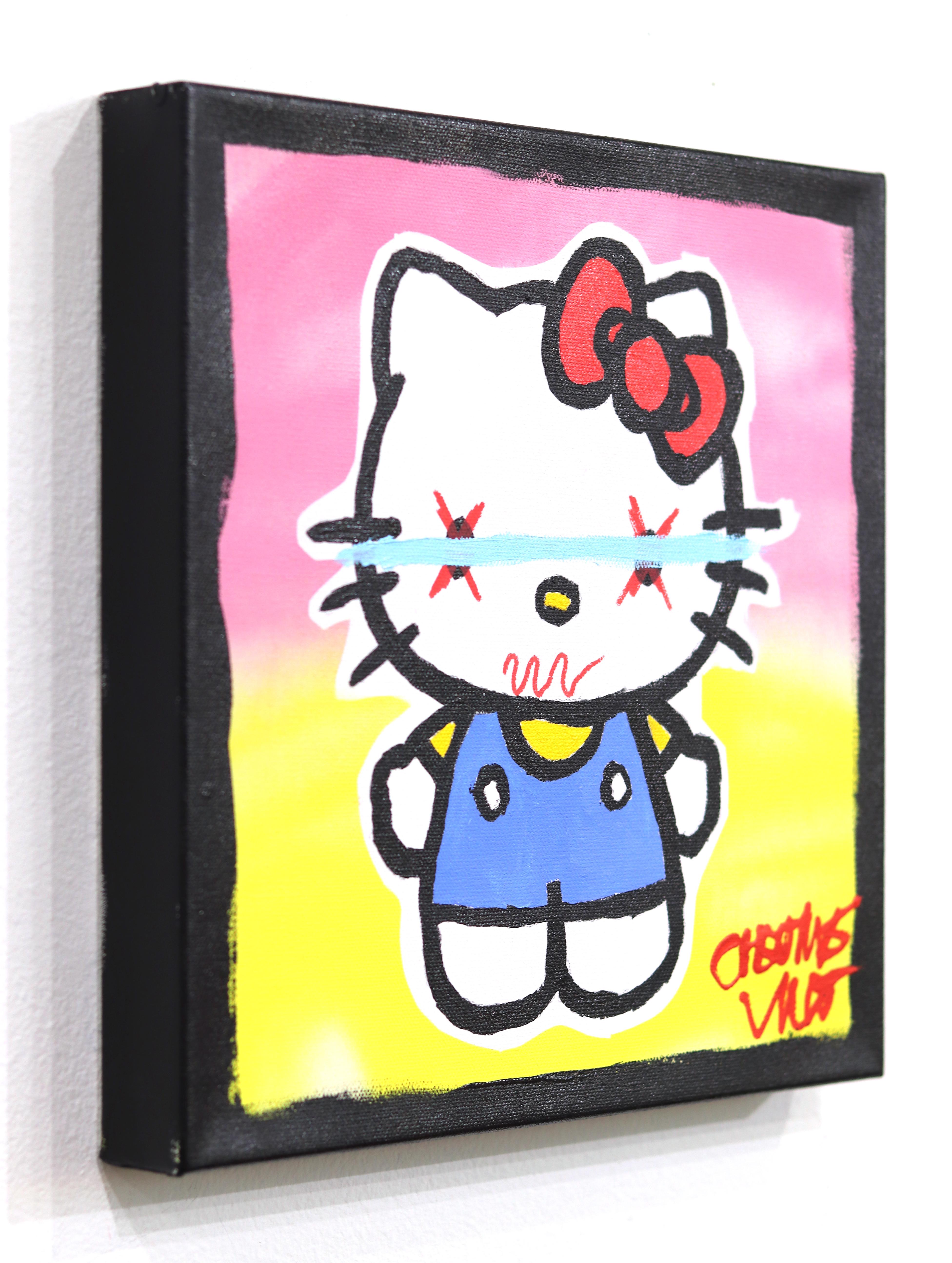 Hello Kitty - Pintura sobre lienzo inspirada en el personaje Pop Art de Randy Morales en venta 3