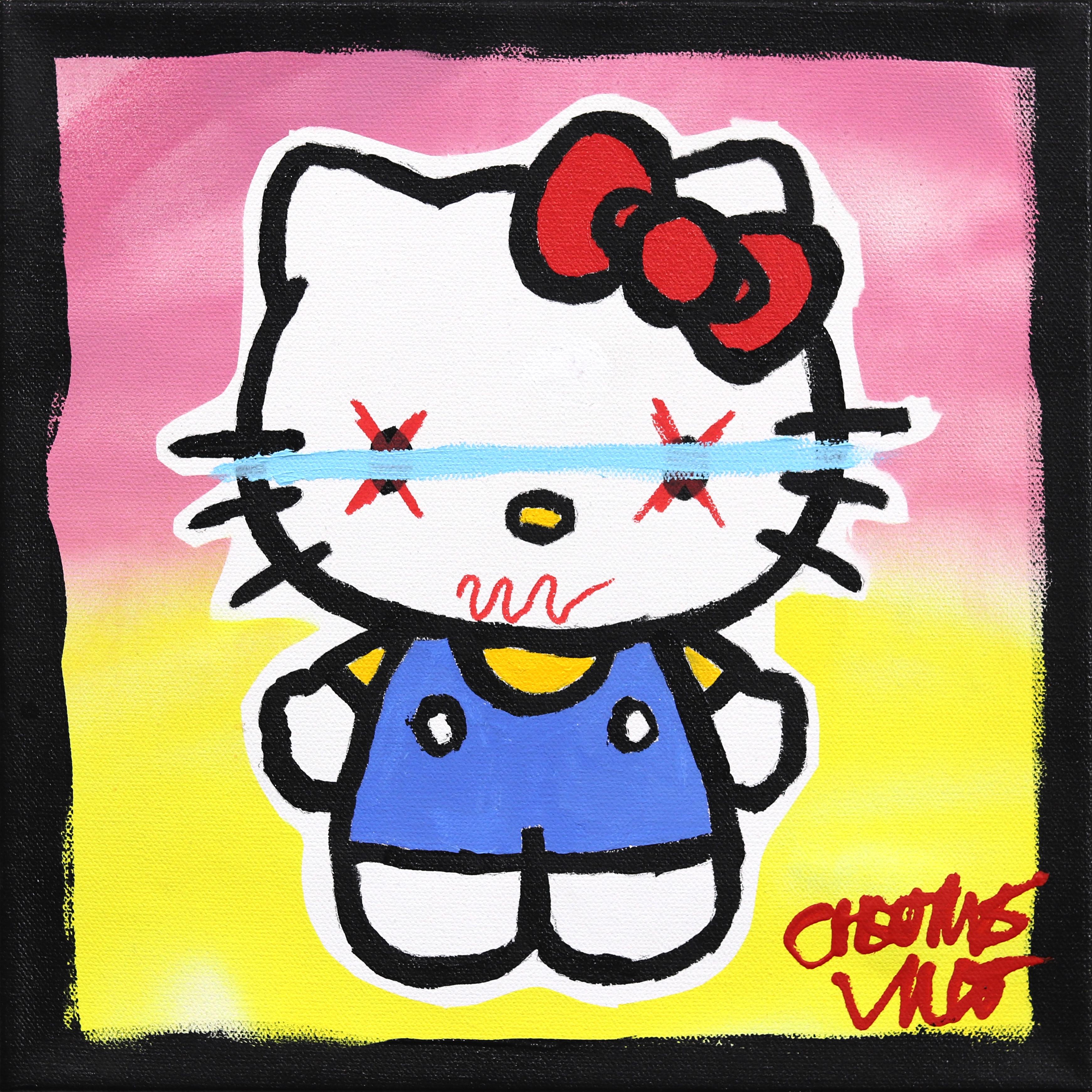 Hello Kitty - Peinture sur toile inspirée d'un personnage de Pop Art par Randy Morales