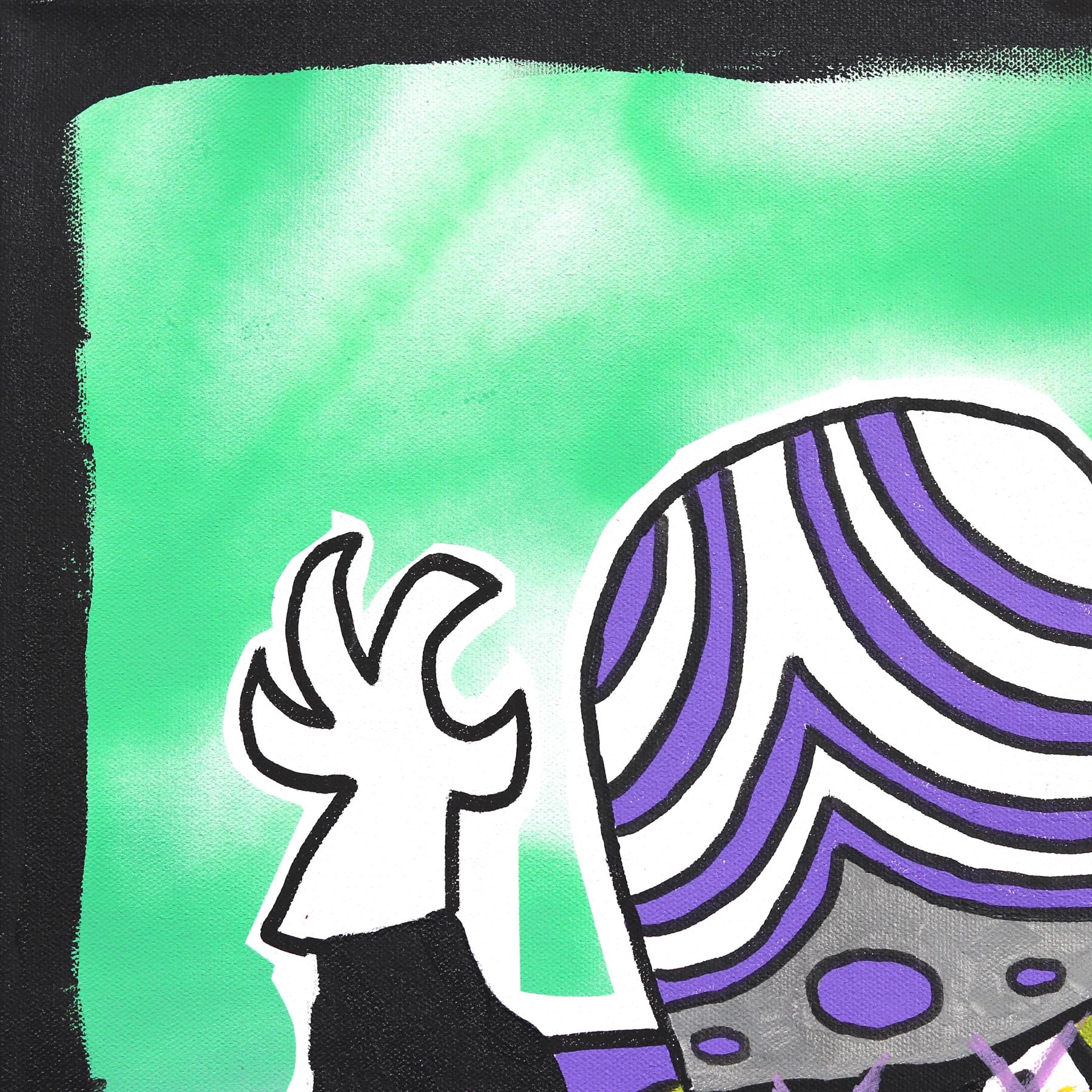 Mojo - Quadro su tela di Randy Morales ispirato ai cartoni animati Pop Art in vendita 2