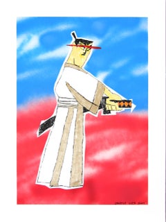 „Samurai Jack“ – Pop-Art- Cartoon-Zeitungs-inspiriertes Zeichnungsbuchstabe von Randy Morales