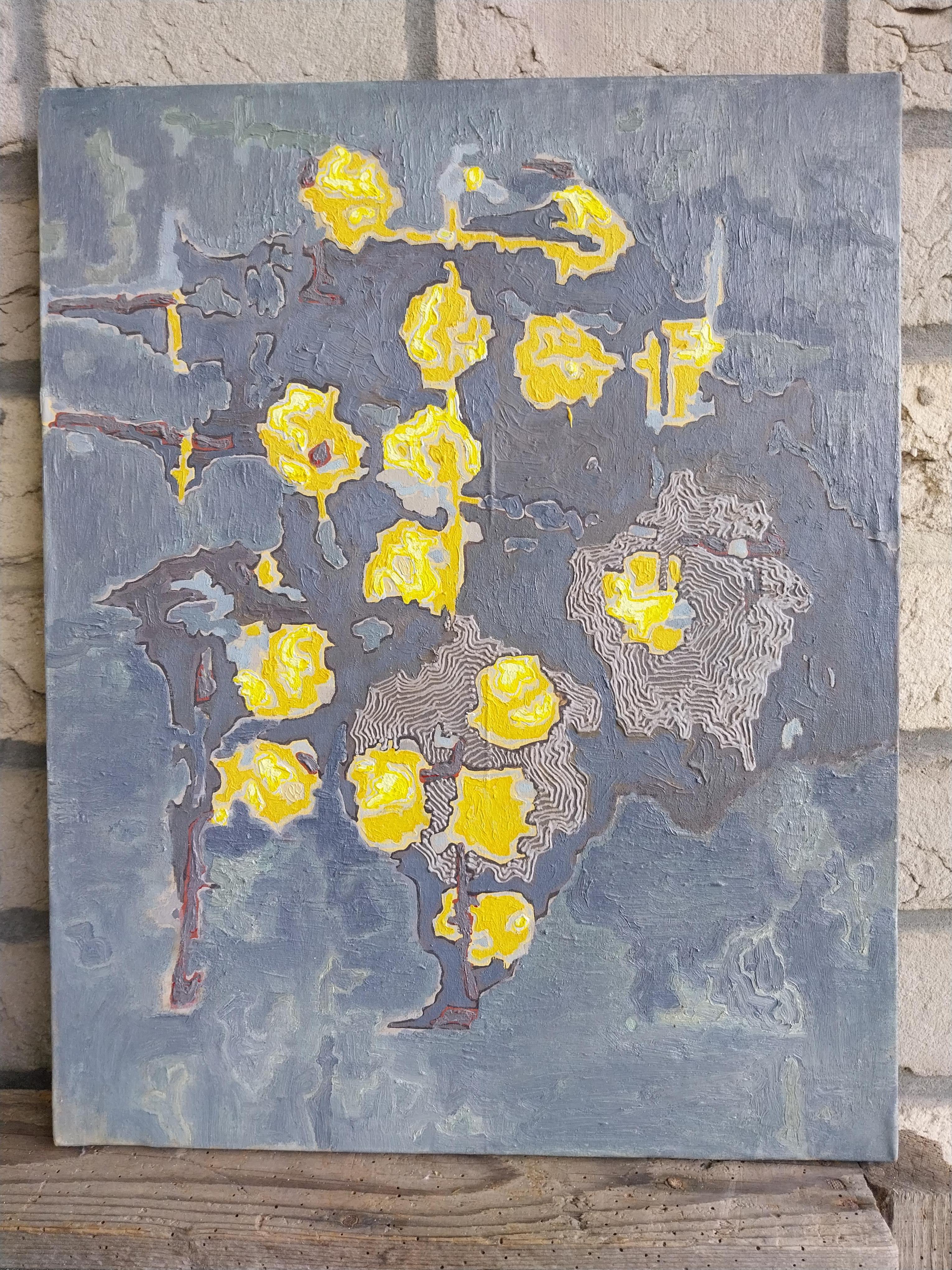 Randy Wray (°1965): 1997, mixed technique on canvas.
Painter and sculptor, abstract works with sometimes found and recycled materials.

A work from the american artist.
Procured in a gallery in New-York by the former owners of a private