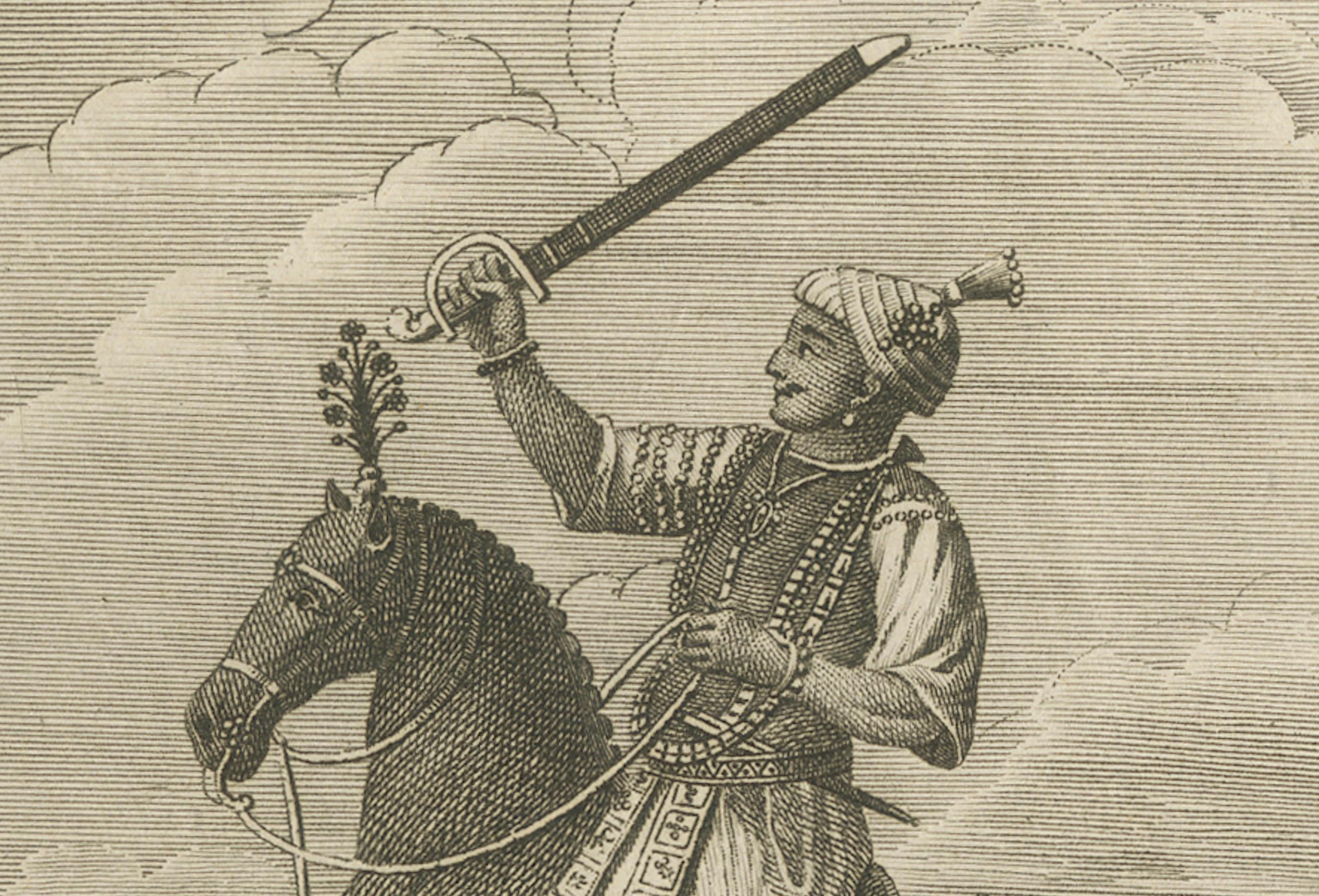 Rangamout Touel, fils d'un roi de Madurai - Antique French Engraving, c.1790 Bon état - En vente à Langweer, NL