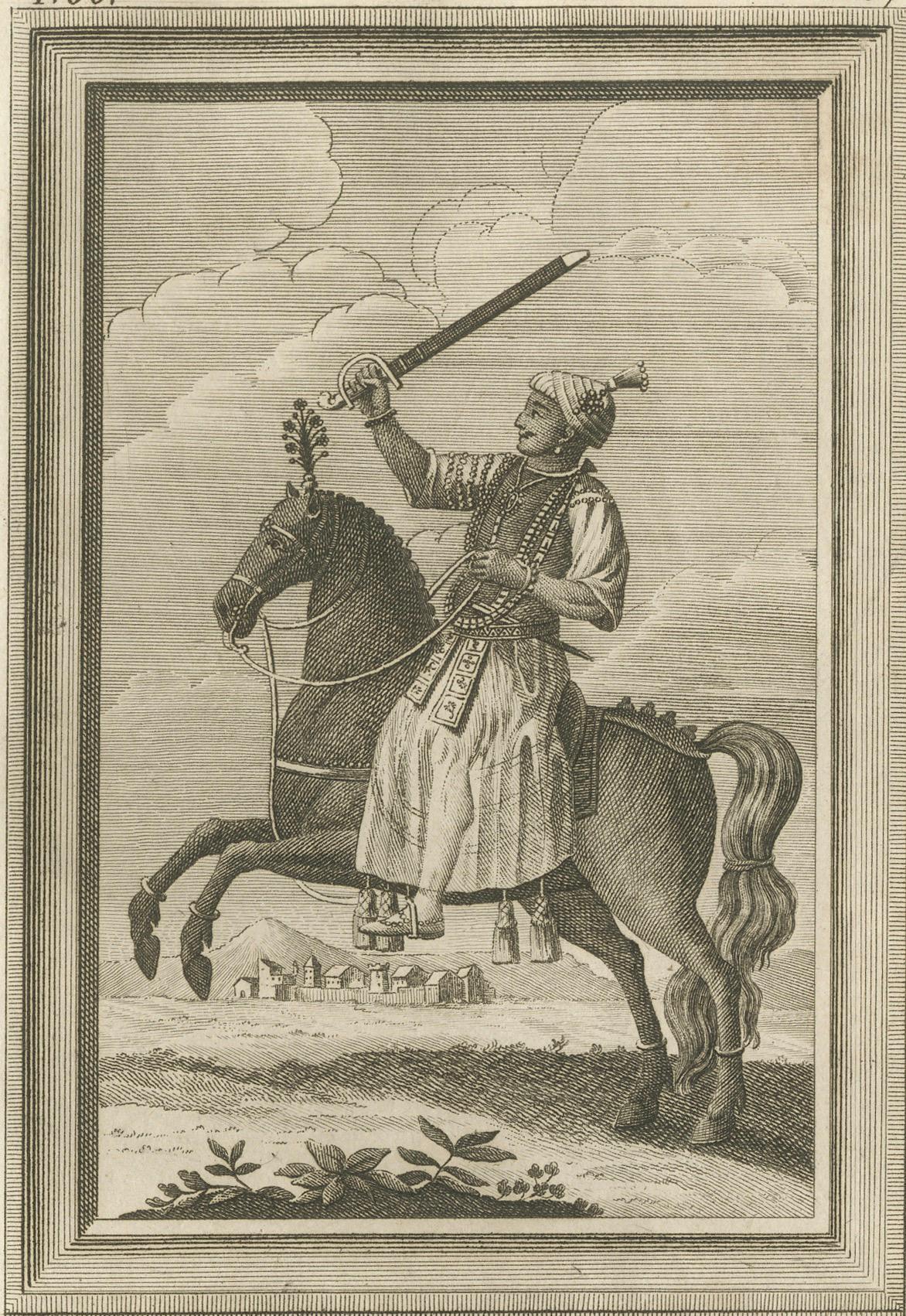 Papier Rangamout Touel, fils d'un roi de Madurai - Antique French Engraving, c.1790 en vente