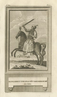 Rangamout Touel, fils d'un roi de Madurai - Antique French Engraving, c.1790