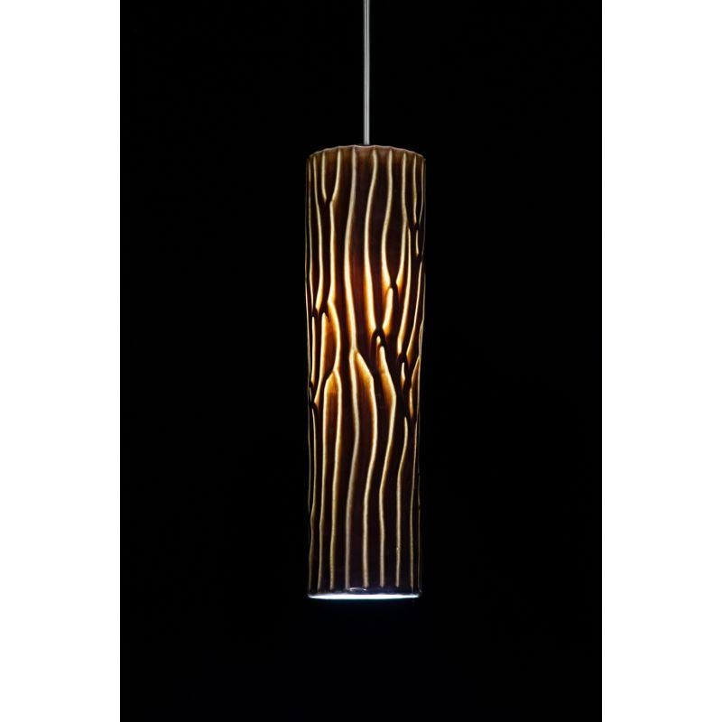 Modern Range Large Pendant Lamp with Dark Brown Glaze by WL Ceramics For Sale