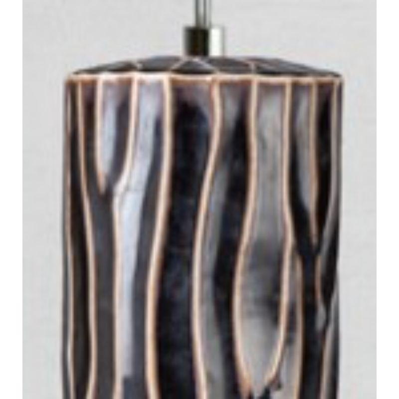 Chinese Range Large Pendant Lamp with Dark Brown Glaze by WL Ceramics For Sale