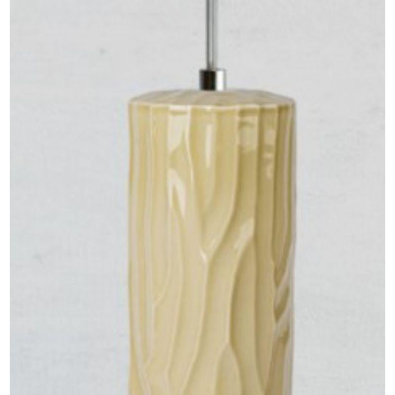 Modern Range Large Pendant Lamp with Pale Yellow Glaze by WL Ceramics For Sale