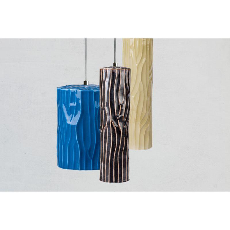Glazed Range Small Pendant Lamp with Blue Glaze by WL Ceramics For Sale