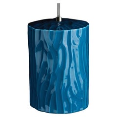Petite lampe à suspension à glaçure bleue de Wl Ceramics