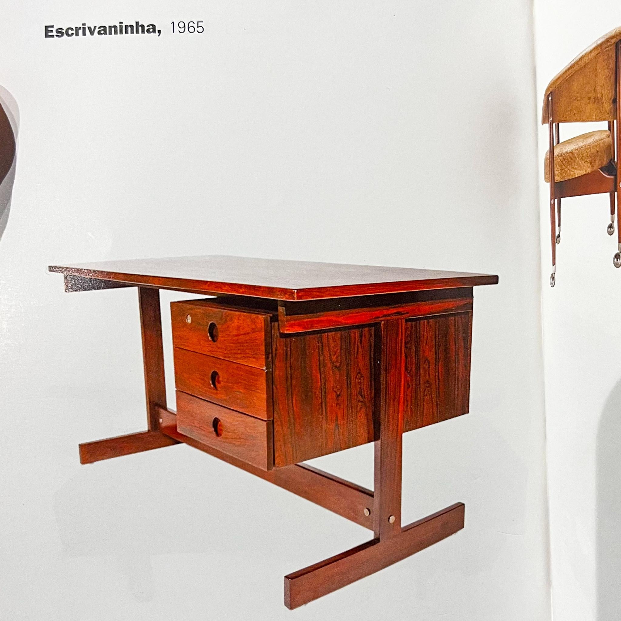 Midcentury Modern Desk in Hardwood & Floating Drawers by Sergio Rodrigues Brazil 1