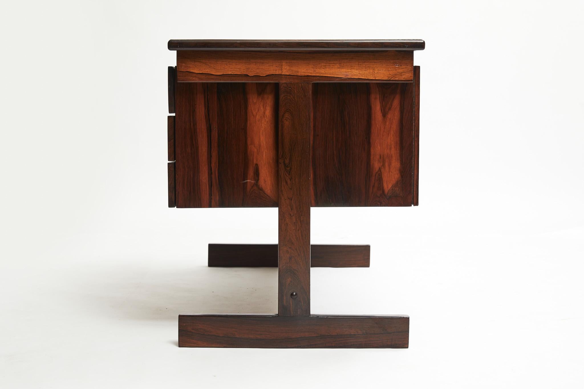 Brazilian Midcentury Modern Desk in Hardwood & Floating Drawers by Sergio Rodrigues Brazil