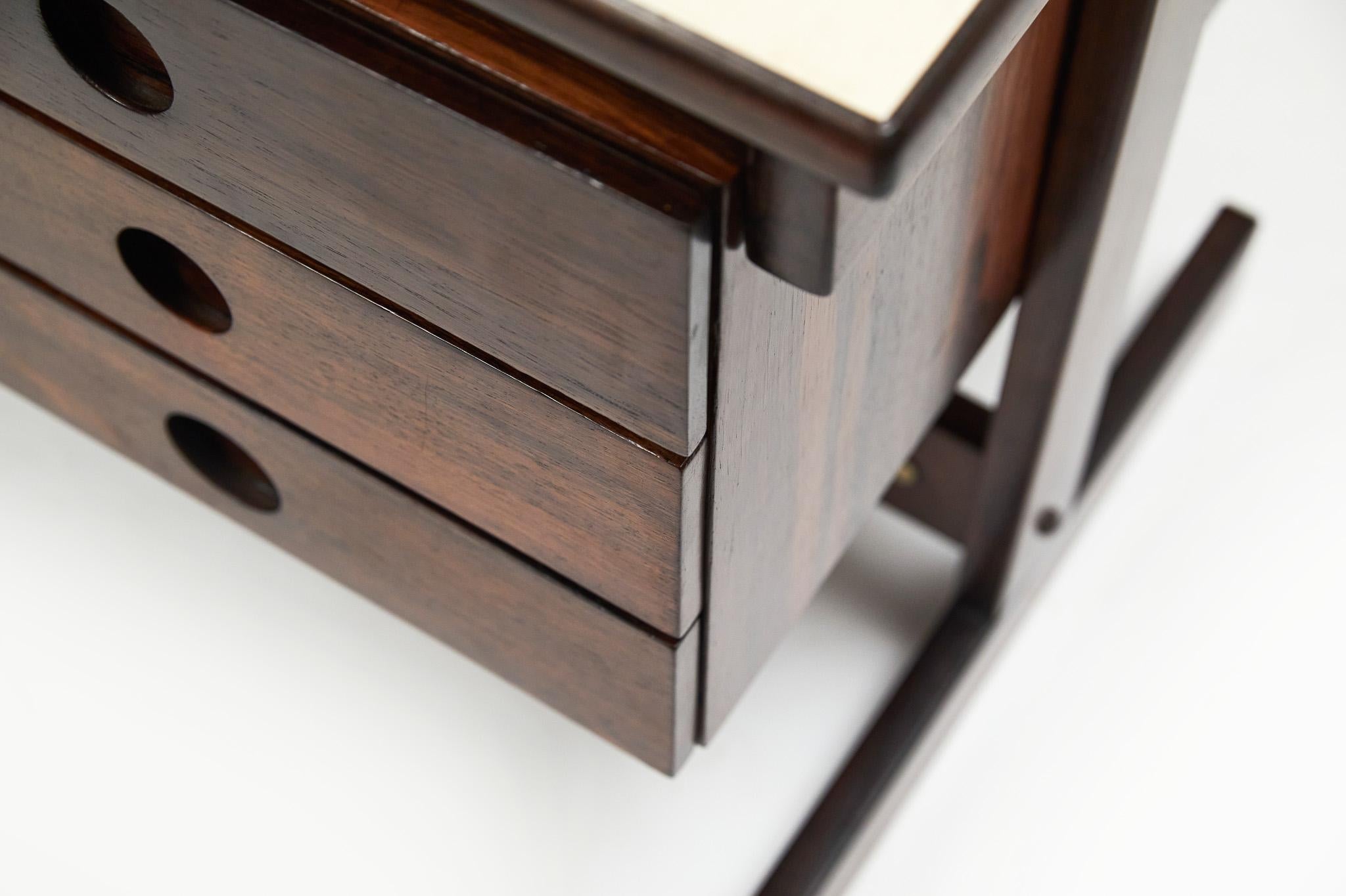 Woodwork Midcentury Modern Desk in Hardwood & Floating Drawers by Sergio Rodrigues Brazil