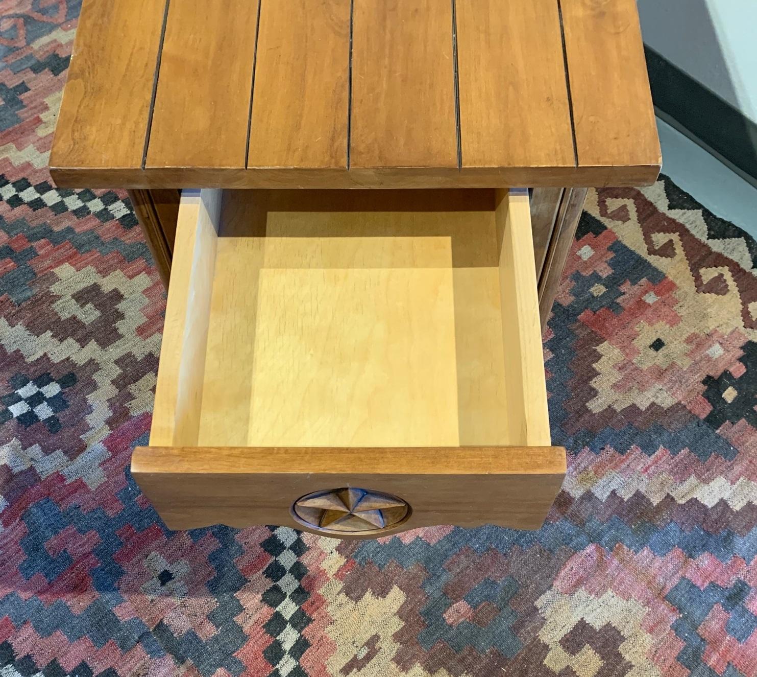Hand-Carved Ranger End Table For Sale