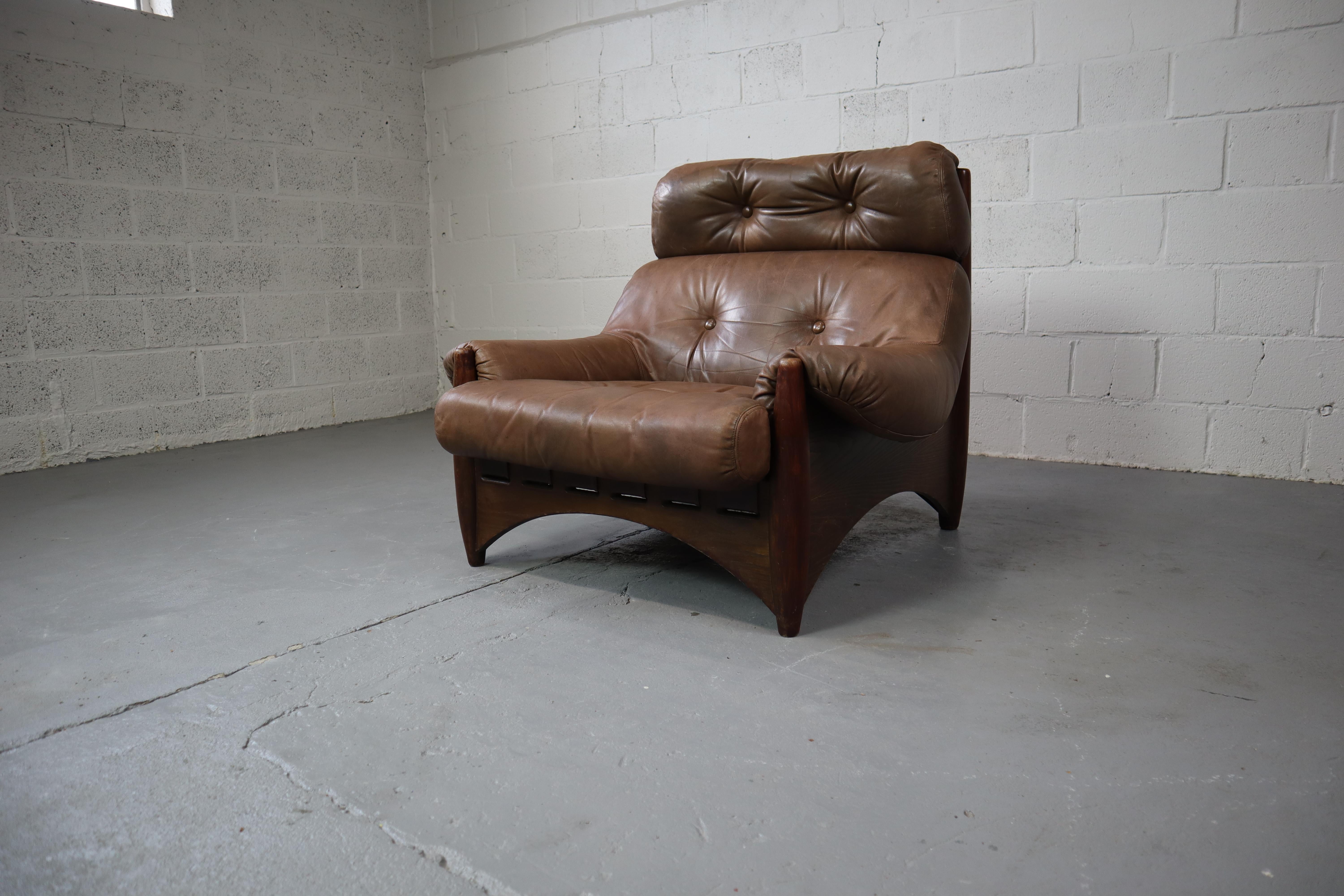 Ranger lounge chair with ottoman by Erik Deforce for Gervan Belgium, 1970. For Sale 5