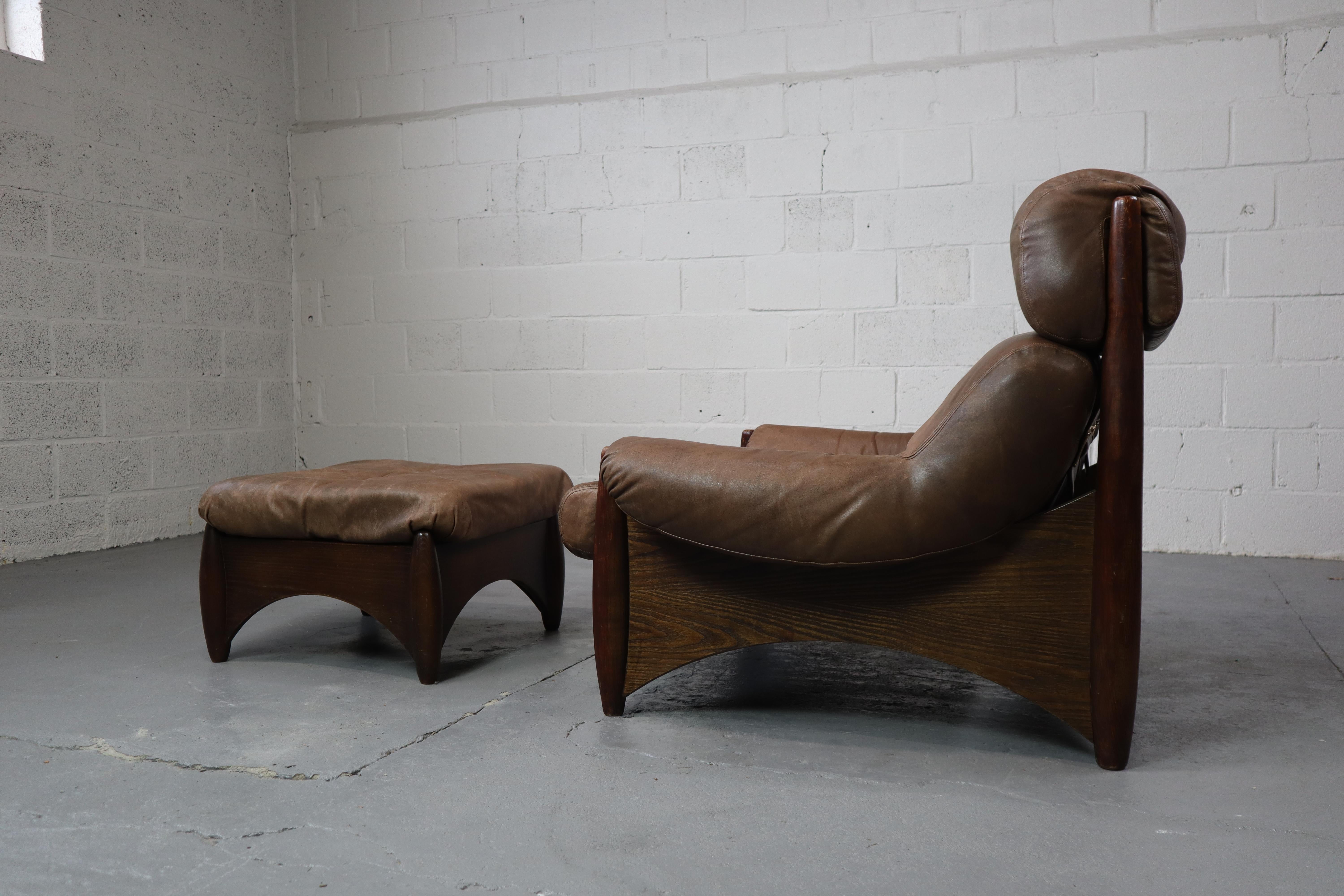 Ranger lounge chair with ottoman by Erik Deforce for Gervan Belgium, 1970. For Sale 10