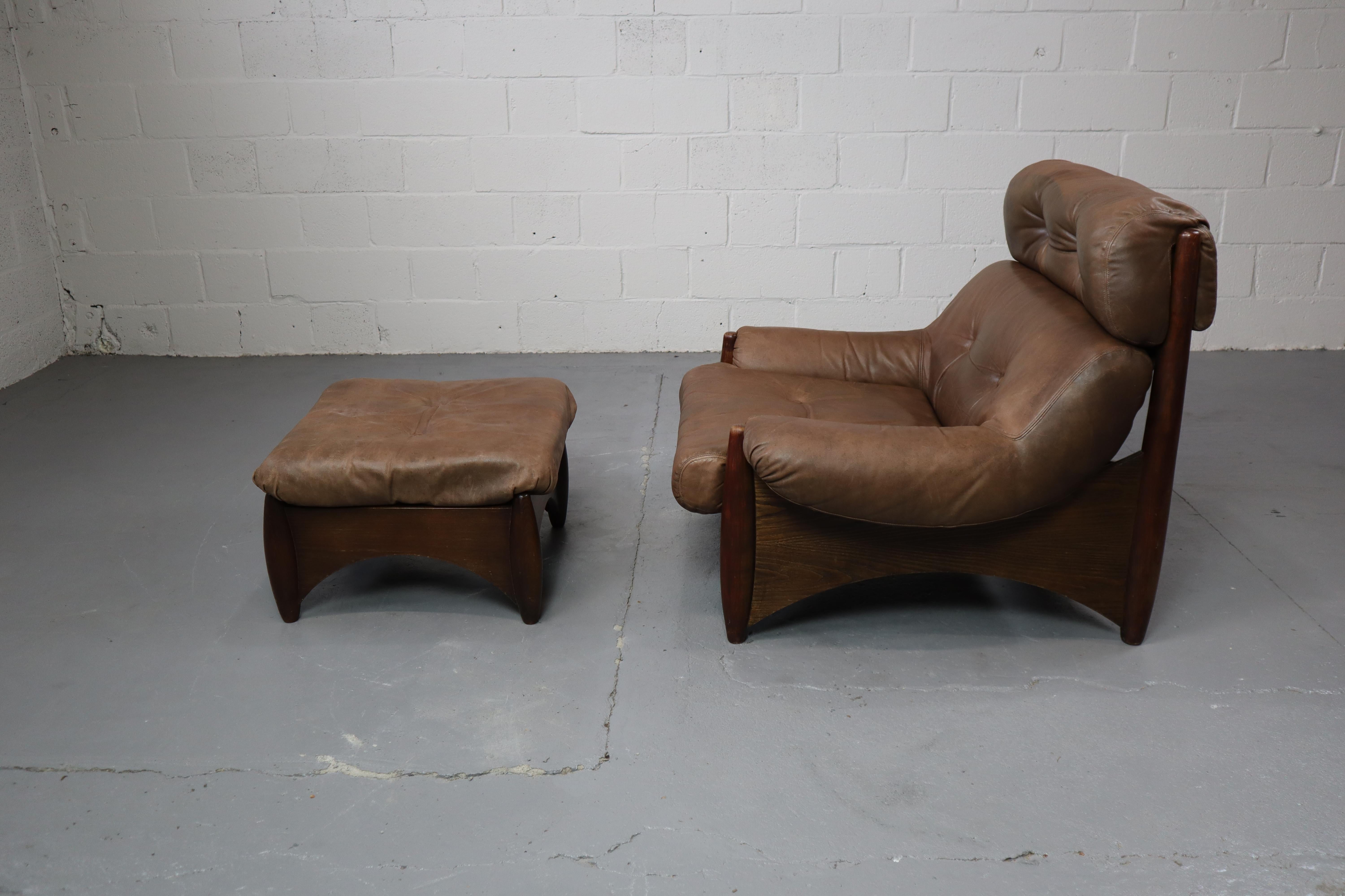 Ranger lounge chair with ottoman by Erik Deforce for Gervan Belgium, 1970. For Sale 11