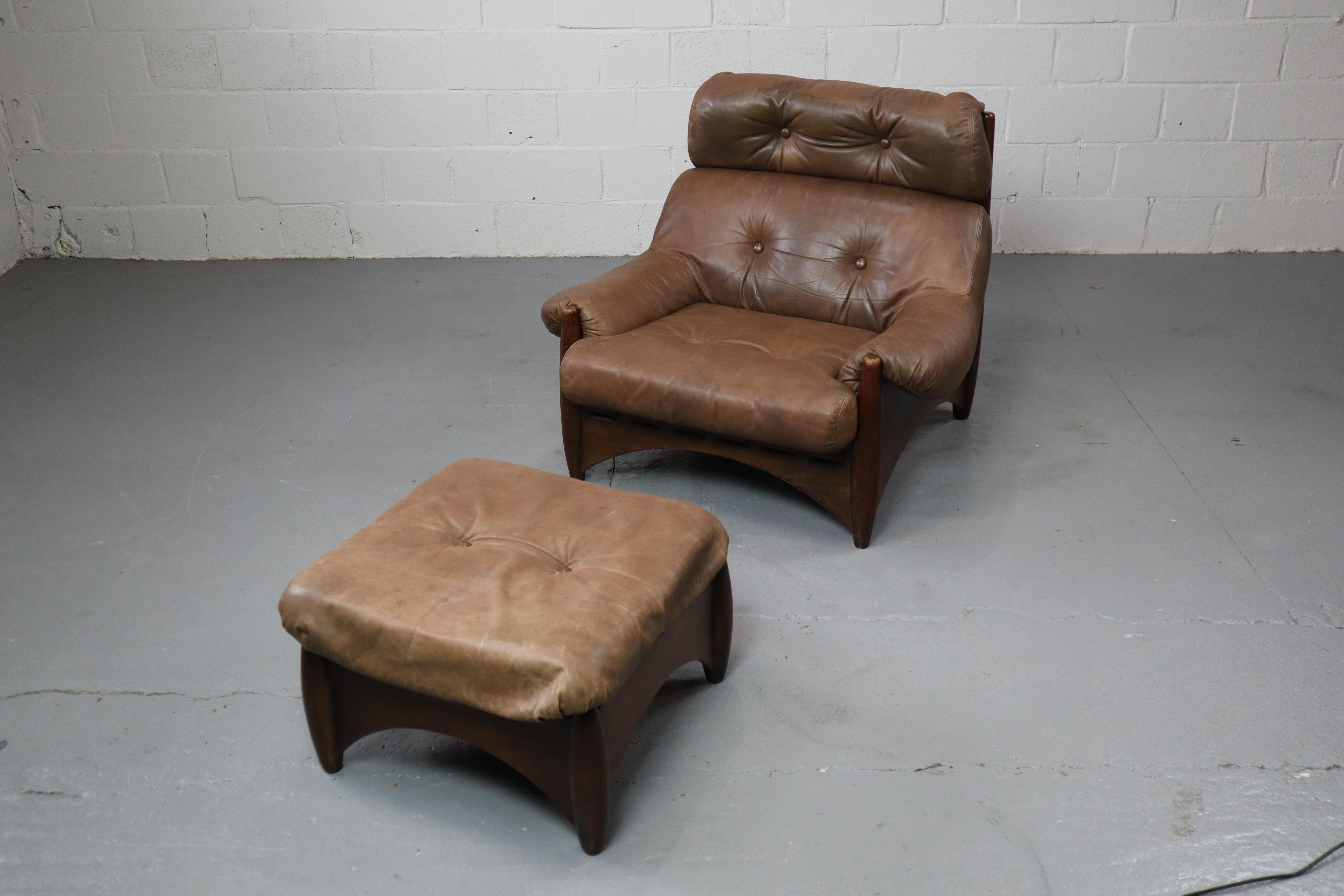 Ranger lounge chair with ottoman by Erik Deforce for Gervan Belgium, 1970. For Sale 12