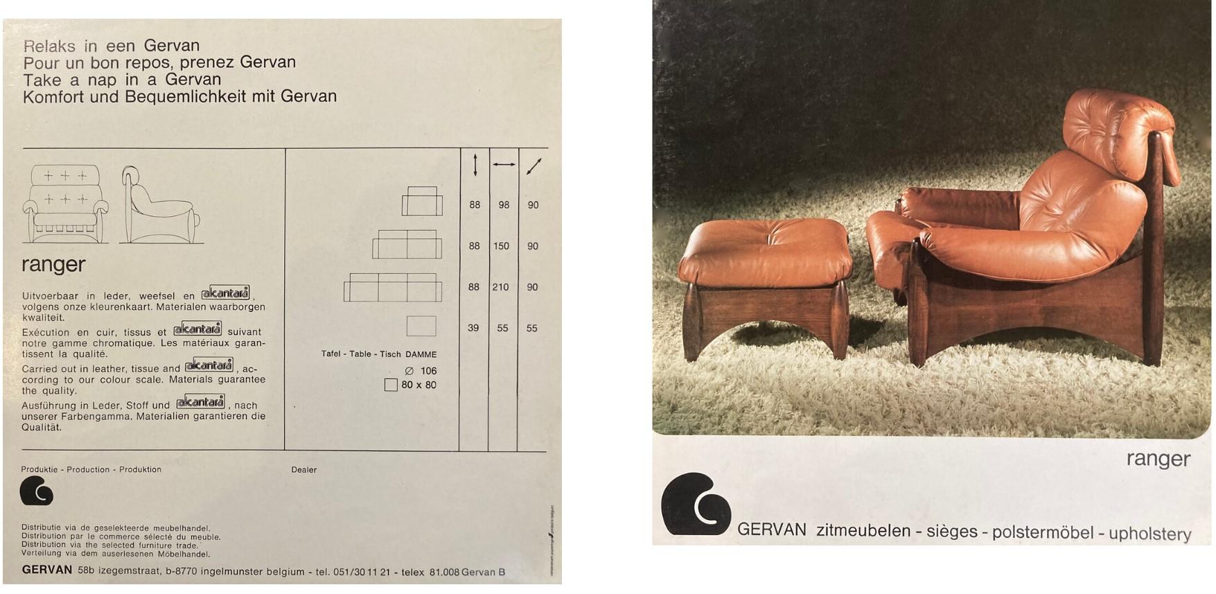 Ranger lounge chair with ottoman by Erik Deforce for Gervan Belgium, 1970. For Sale 13