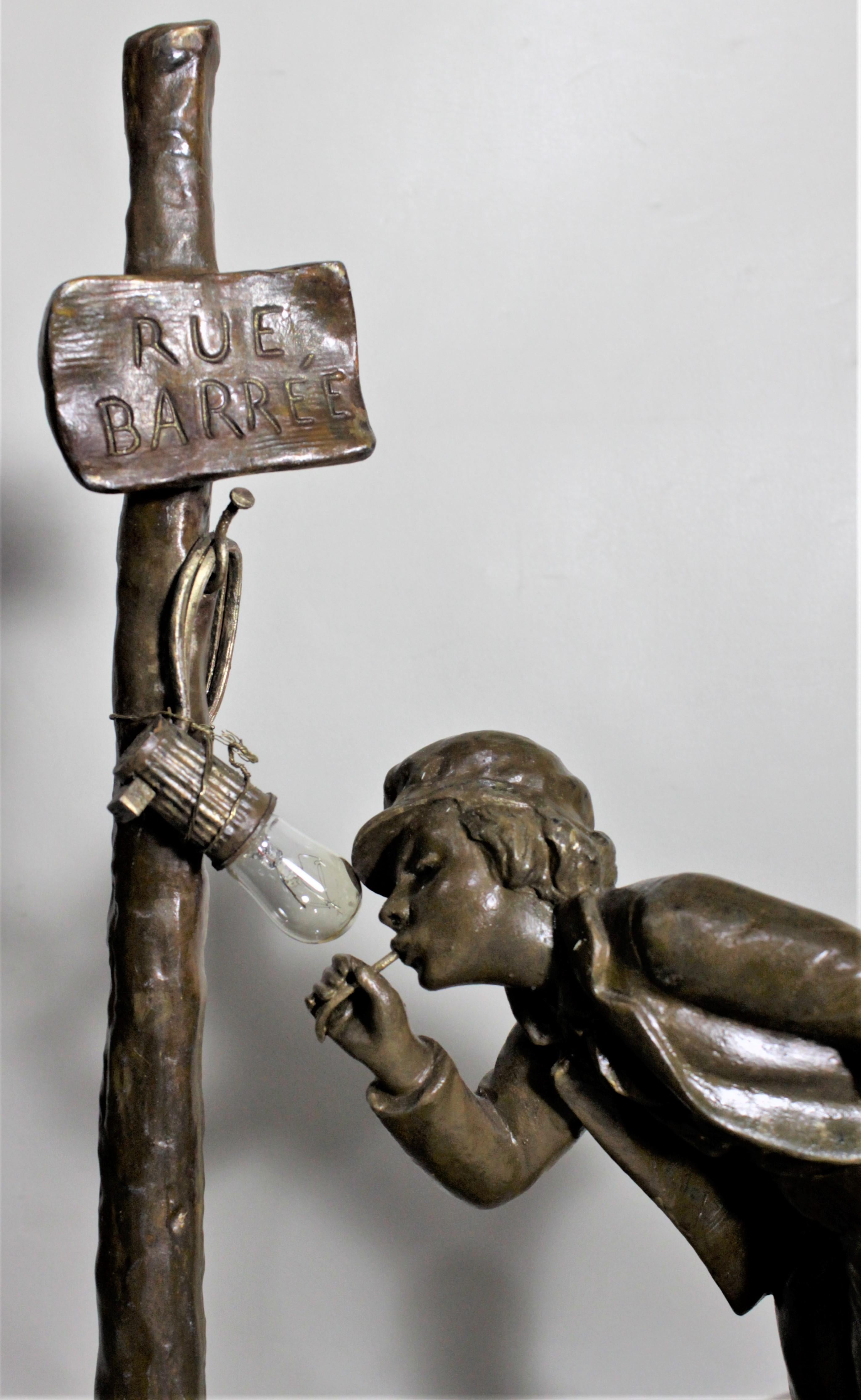 Ranieri Signiert Antike Französisch Guss Metall Figural Tischlampe im Angebot 5