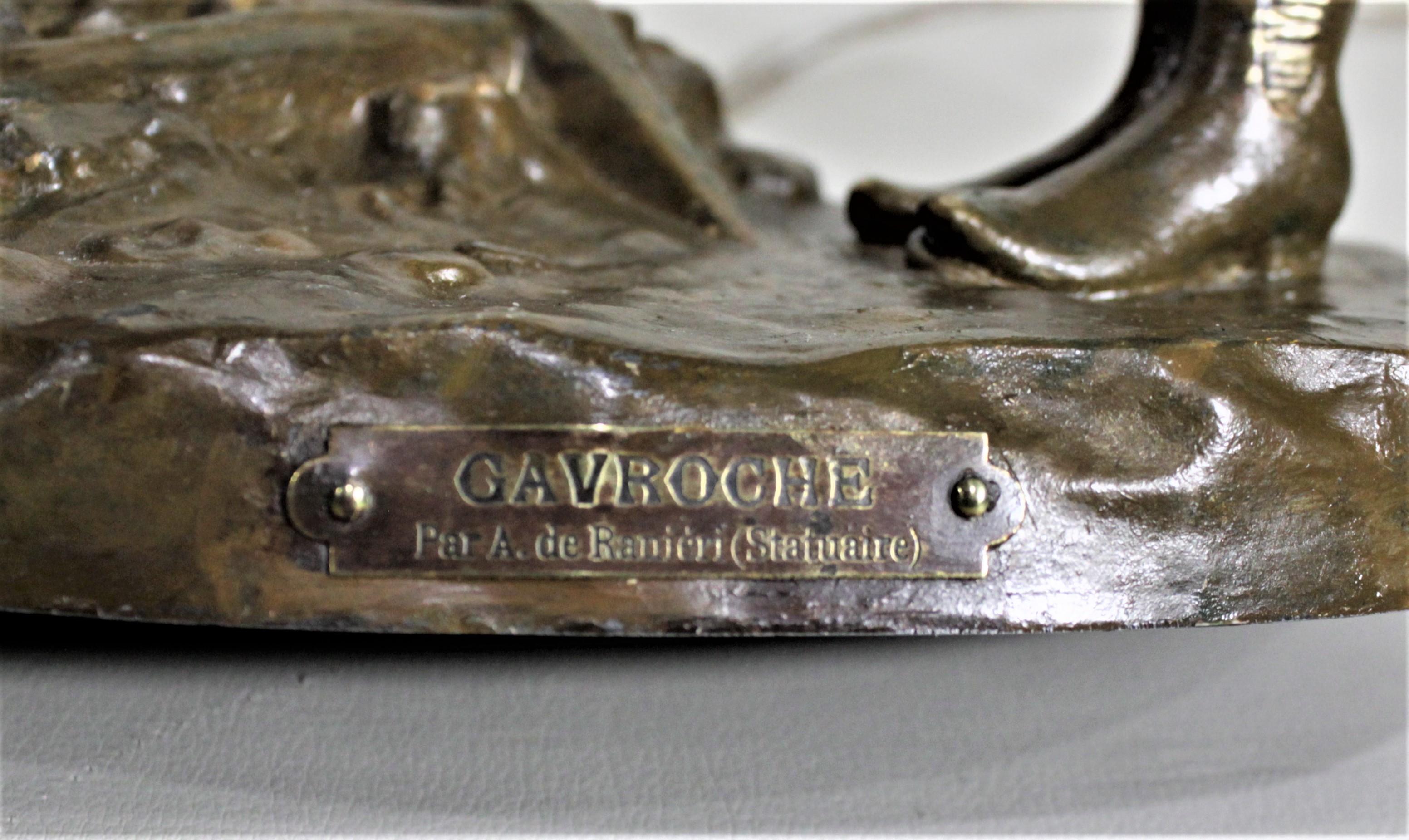 Ranieri Signiert Antike Französisch Guss Metall Figural Tischlampe im Angebot 8