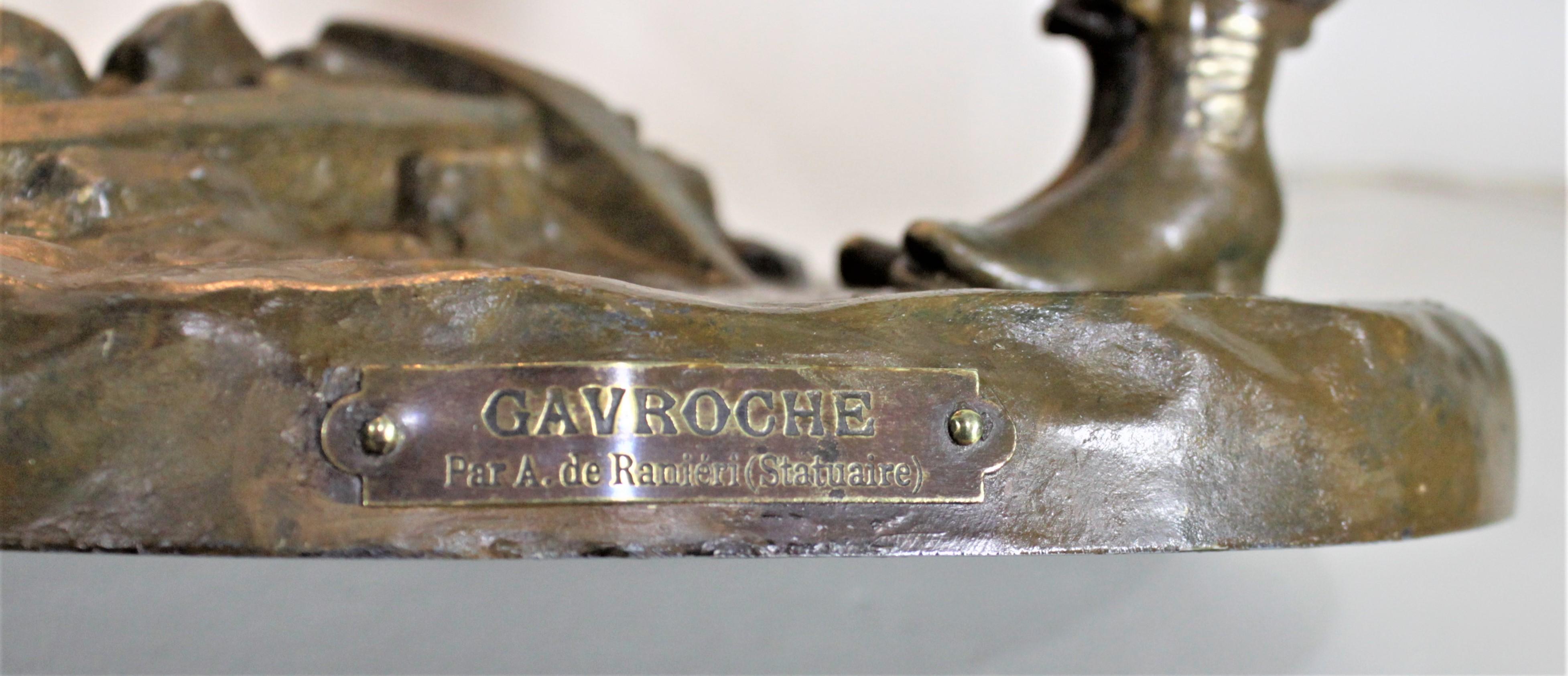 Ranieri Signiert Antike Französisch Guss Metall Figural Tischlampe im Angebot 9