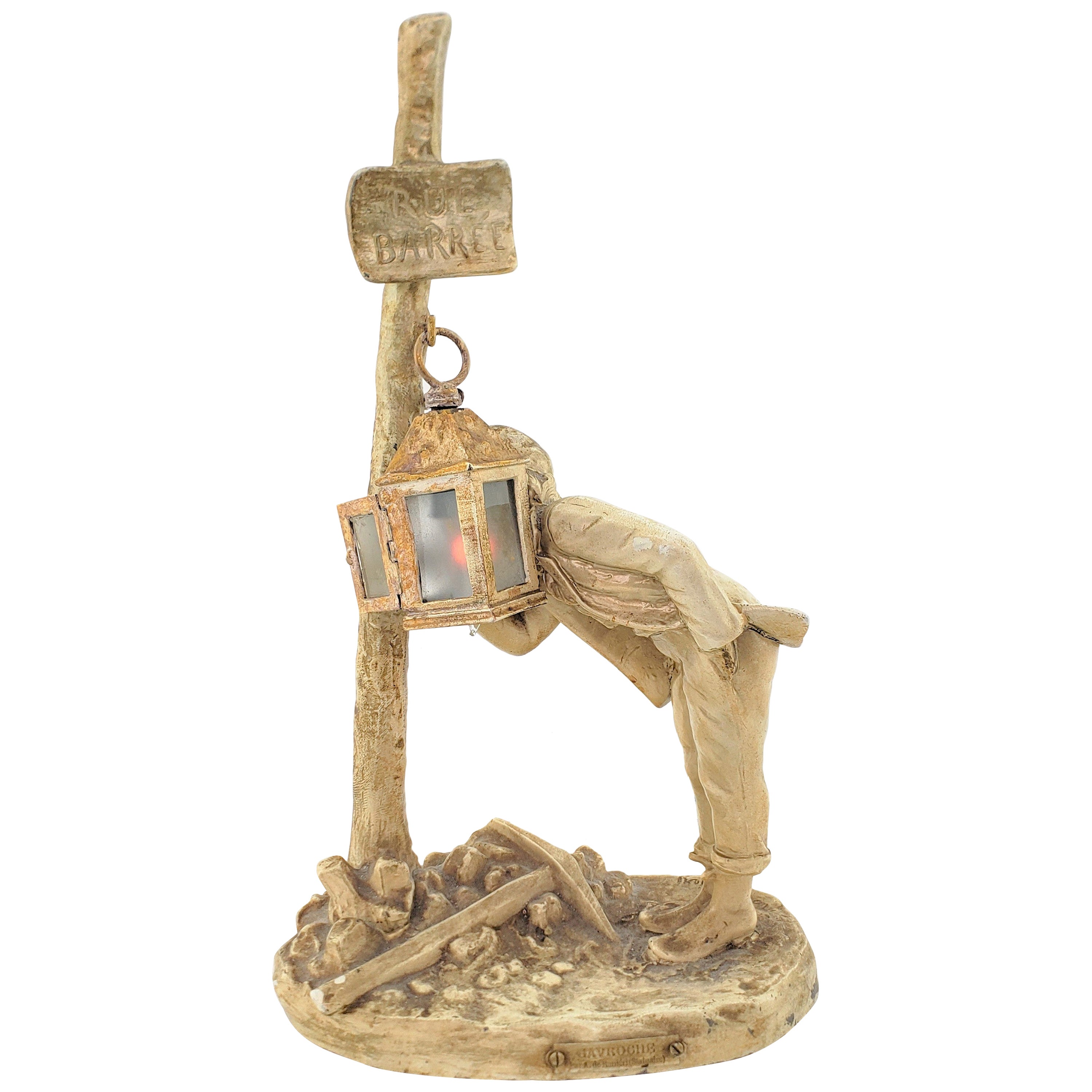 Ranieri Signed Antique French Cast Spelter Figural 'Gavroche' Table Lamp