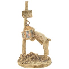 Ranieri Signed Antique French Cast Spelter Figural 'Gavroche' Table Lamp