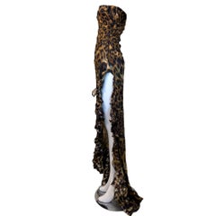 Raniero Gattinoni Vestido de gasa sin tirantes con estampado de leopardo, años 90