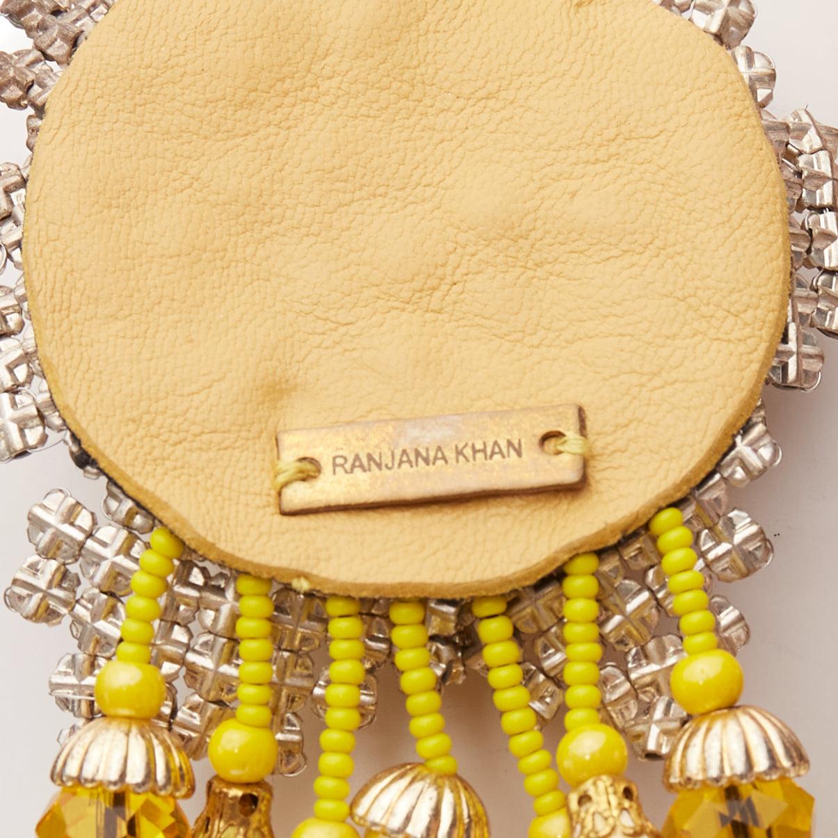 RANJANA KHAN yellow beads tassel crystals strass dangling clip on earrings In Good Condition In Hong Kong, NT