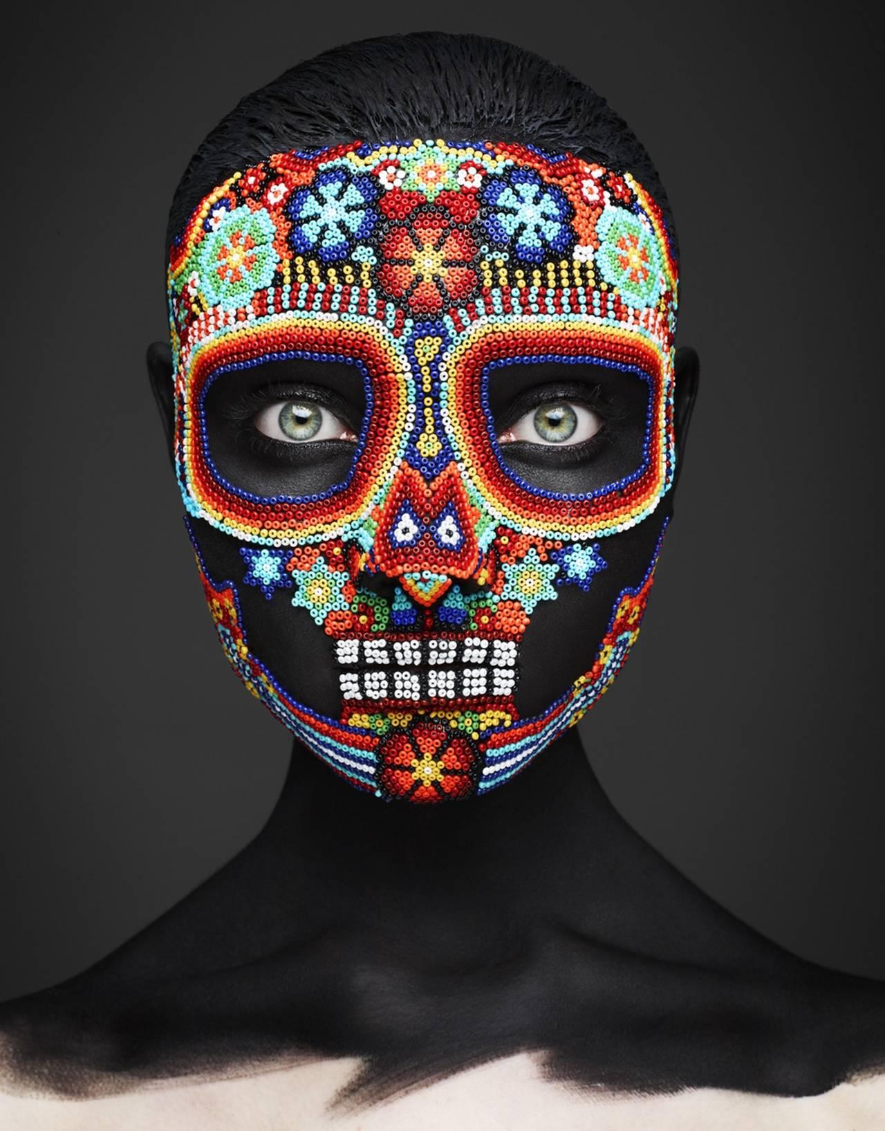 Epitaph II - portrait with colorful pearl makeup, fine art photography, 2013