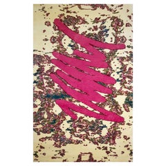 Rankin Rugs Logo Graffiti Contemporaneo Tradizionalmente Annodato a Mano in Lana 'Rosa'