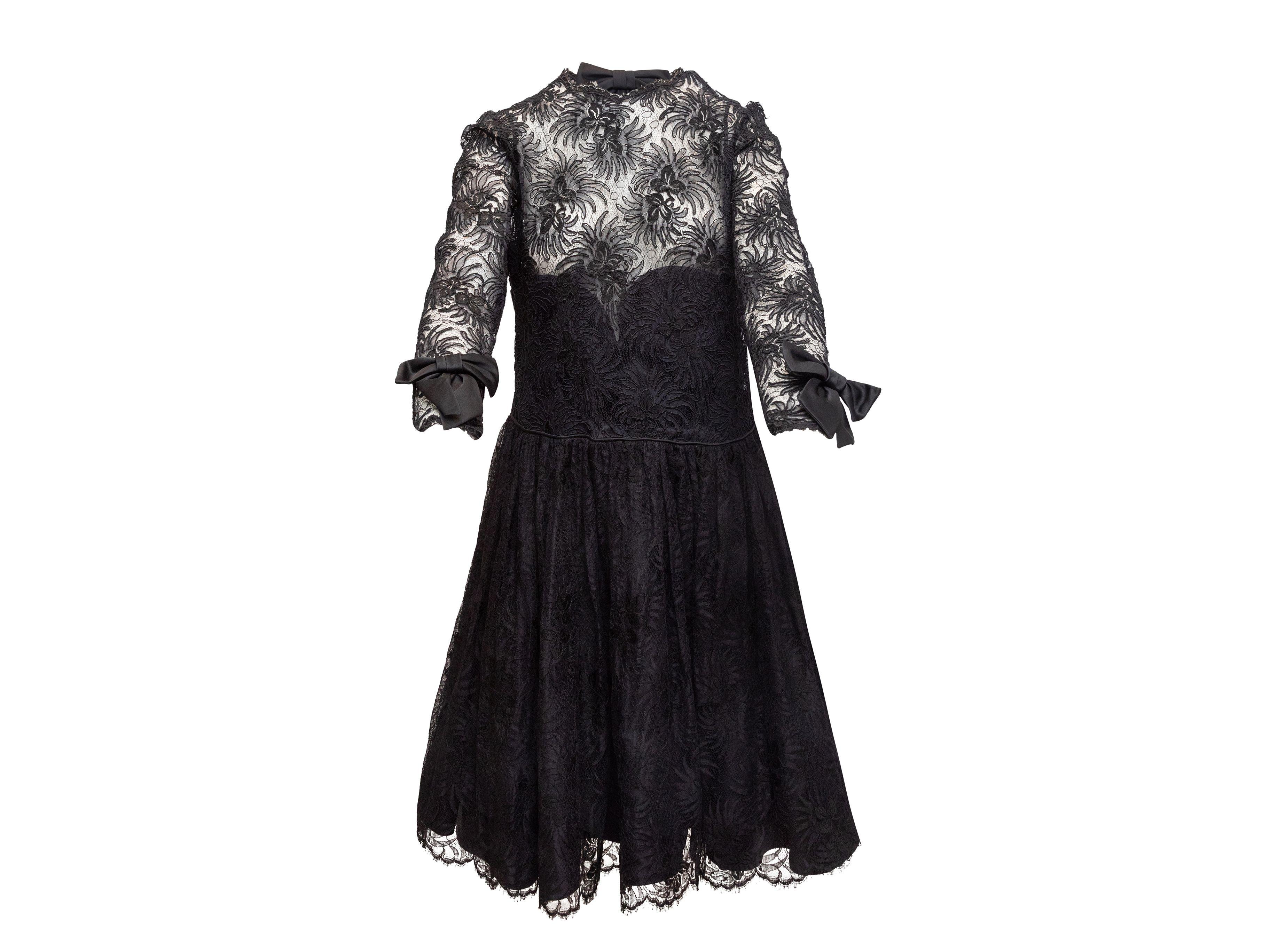 Raoul Arango Black Silk Lace & Tulle Dress In Good Condition In New York, NY