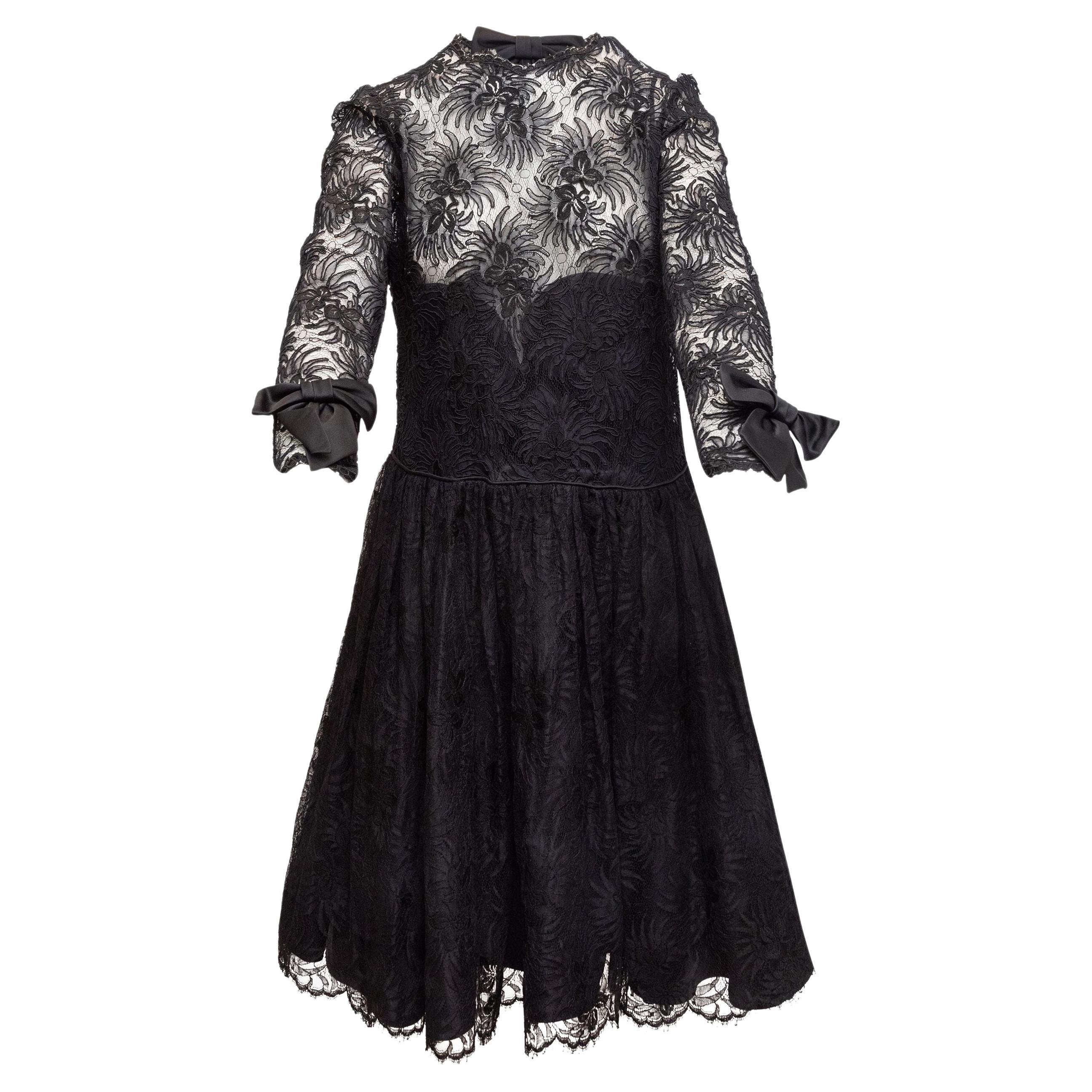 Raoul Arango Black Silk Lace & Tulle Dress