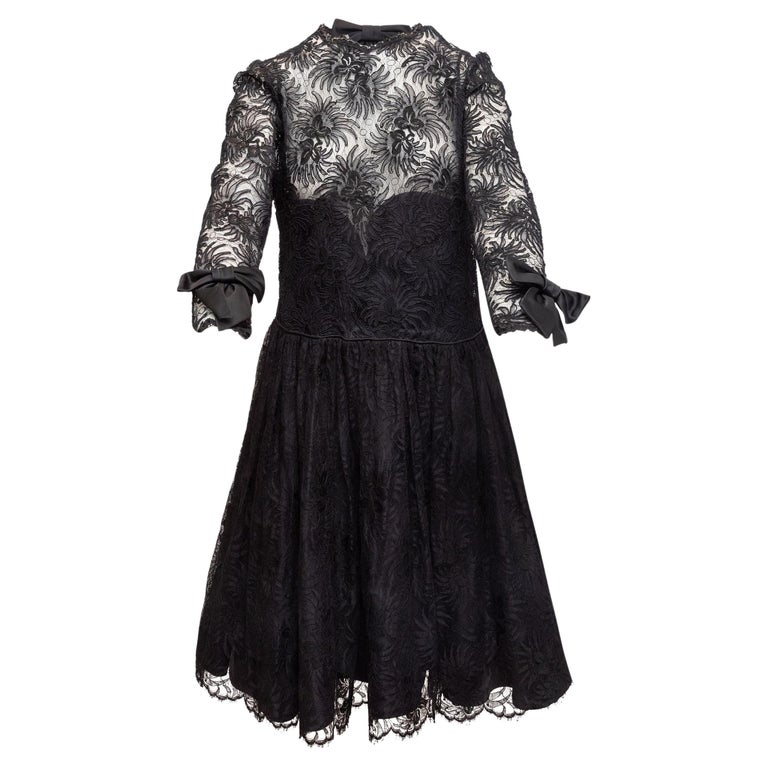 Raoul Arango Black Silk Lace and Tulle Dress For Sale at 1stDibs