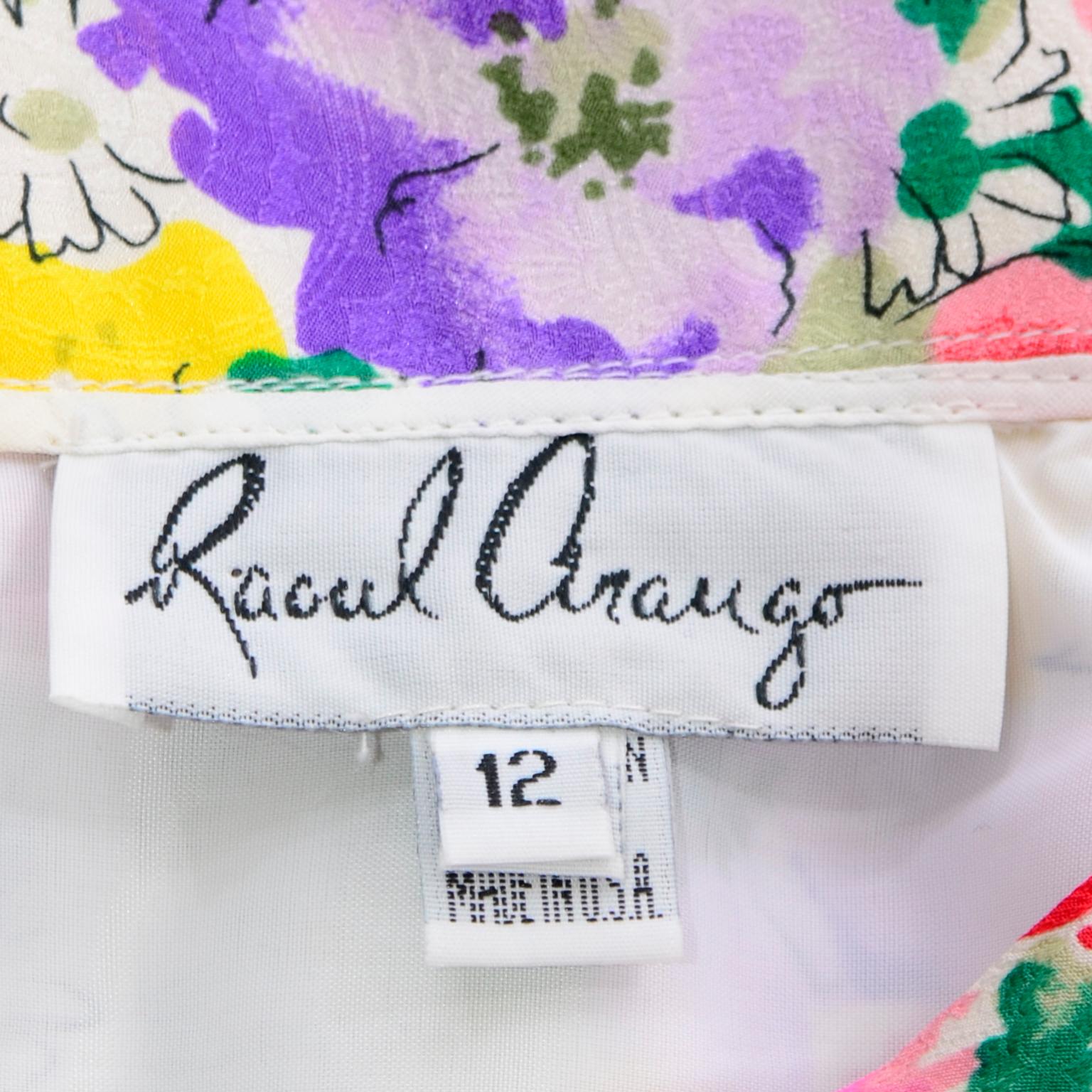 Women's Raoul Arango Vintage Colorful Floral Silk Skirt For Sale