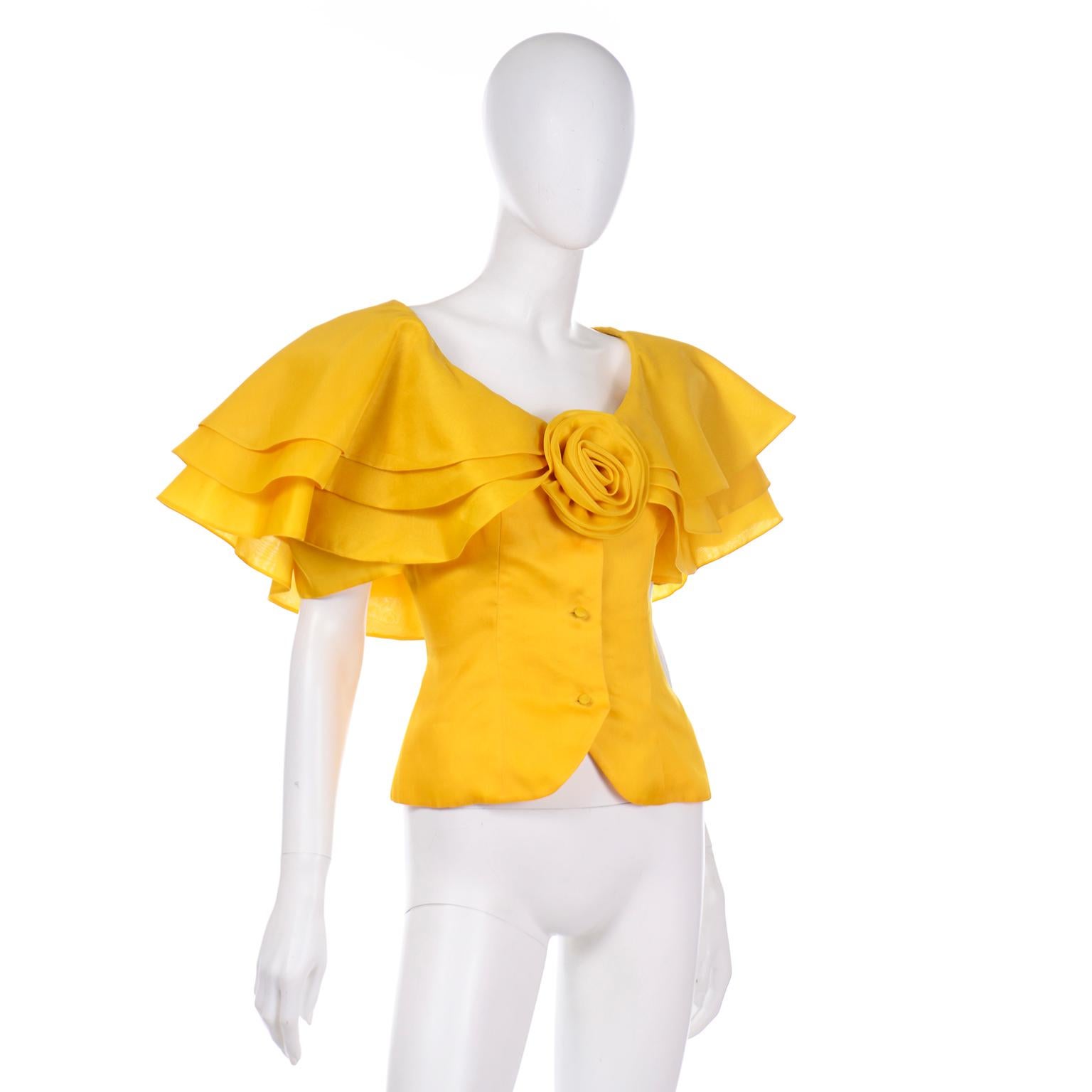 yellow ruffle blouse