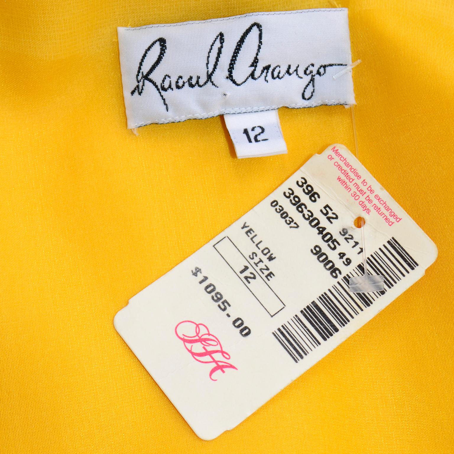 Raoul Arango Vintage Yellow Organza Blouse W Ruffled Statement Sleeves New w/Tag 1