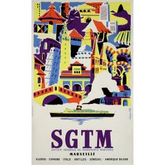 Circa 1960 Original travel poster - SGTM Société Générale de transport maritime