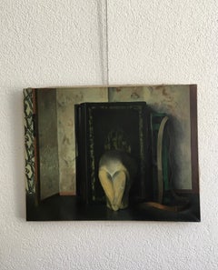 Still-Life Painting of Box and Bag, Oil on Canvas, 1940s, Unframed